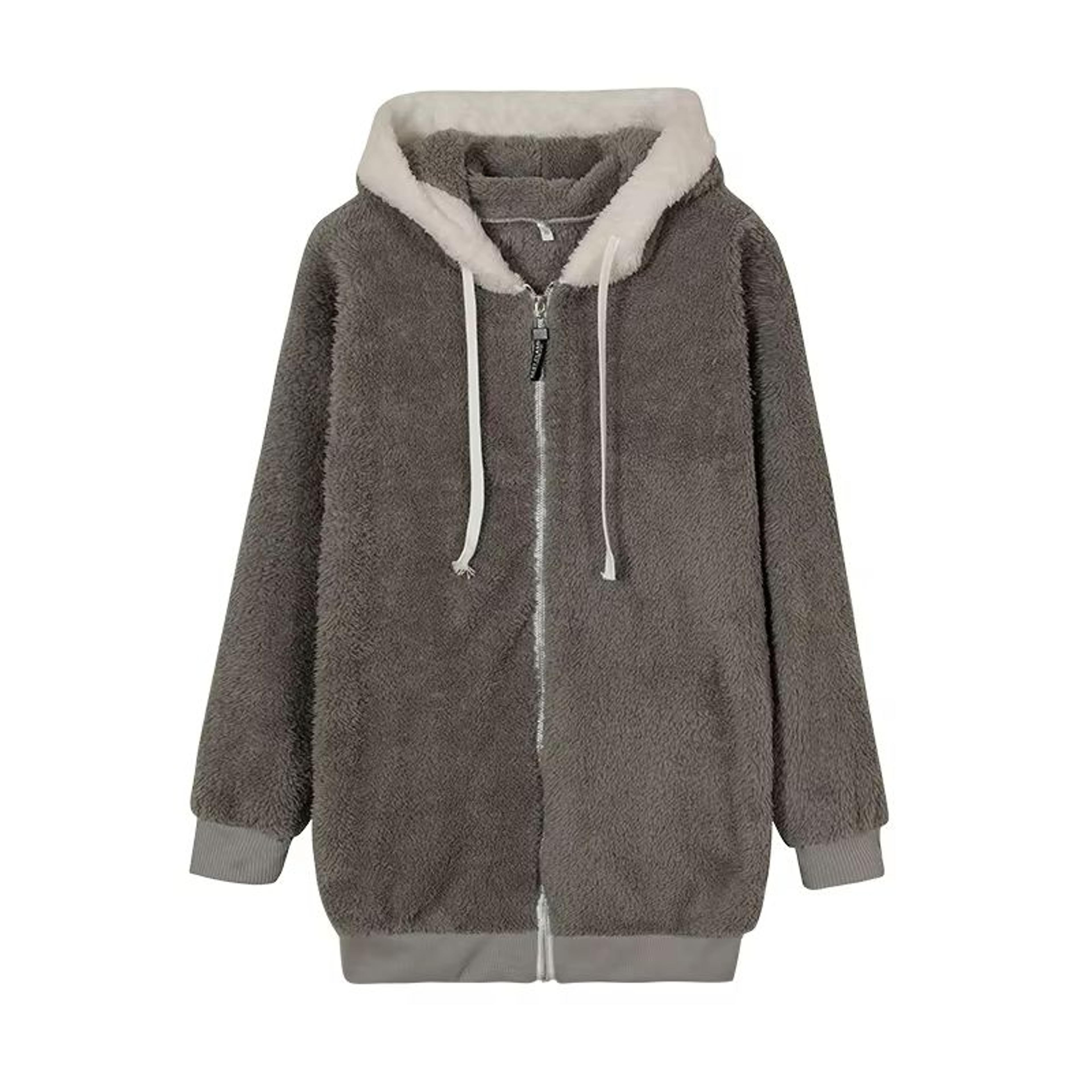 HugSoft Oversized Plush Hooded Jacket  Cozy ZipUp Fleece Coat 5