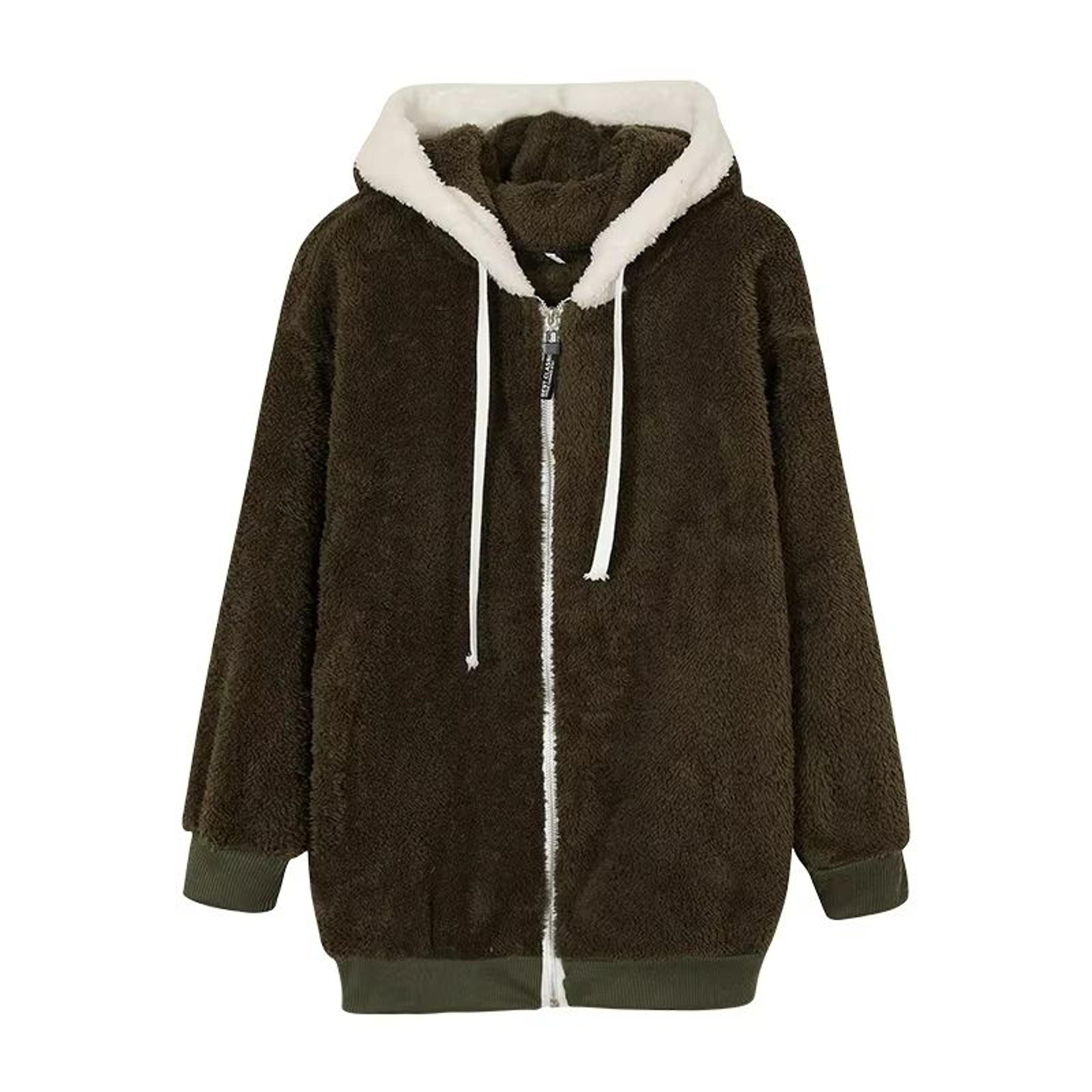 HugSoft Oversized Plush Hooded Jacket  Cozy ZipUp Fleece Coat 10
