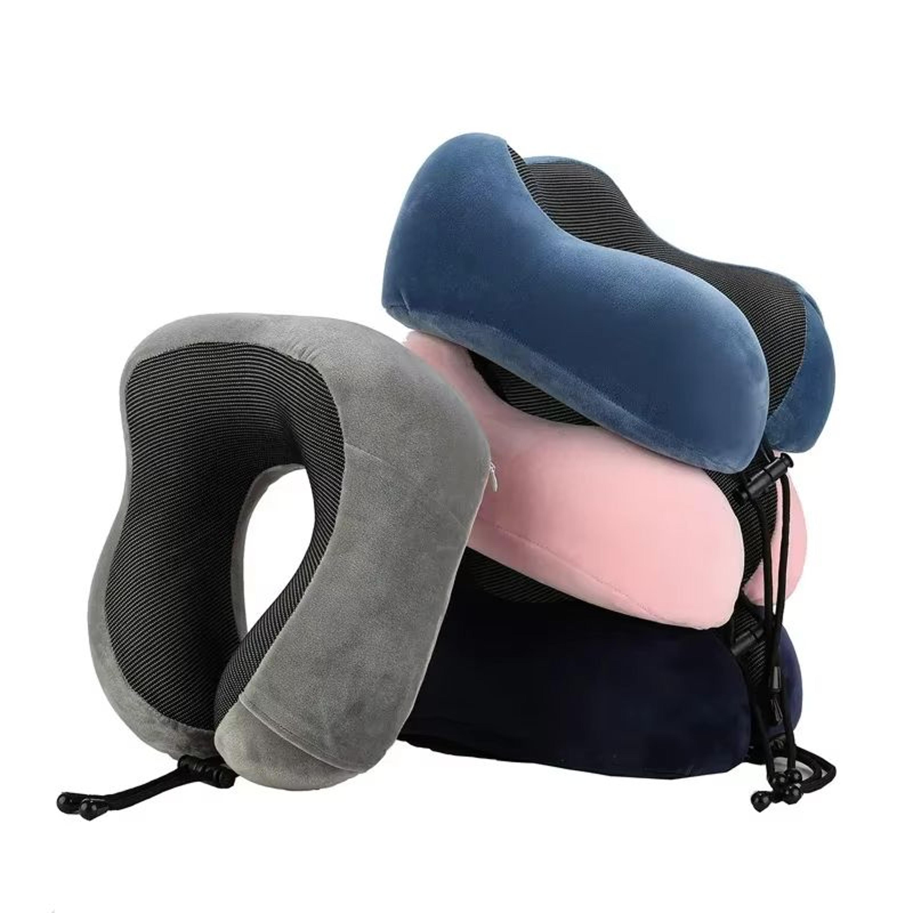 Premium UShaped Memory Foam Travel Pillow With Neck Support  Gentle Massage 2