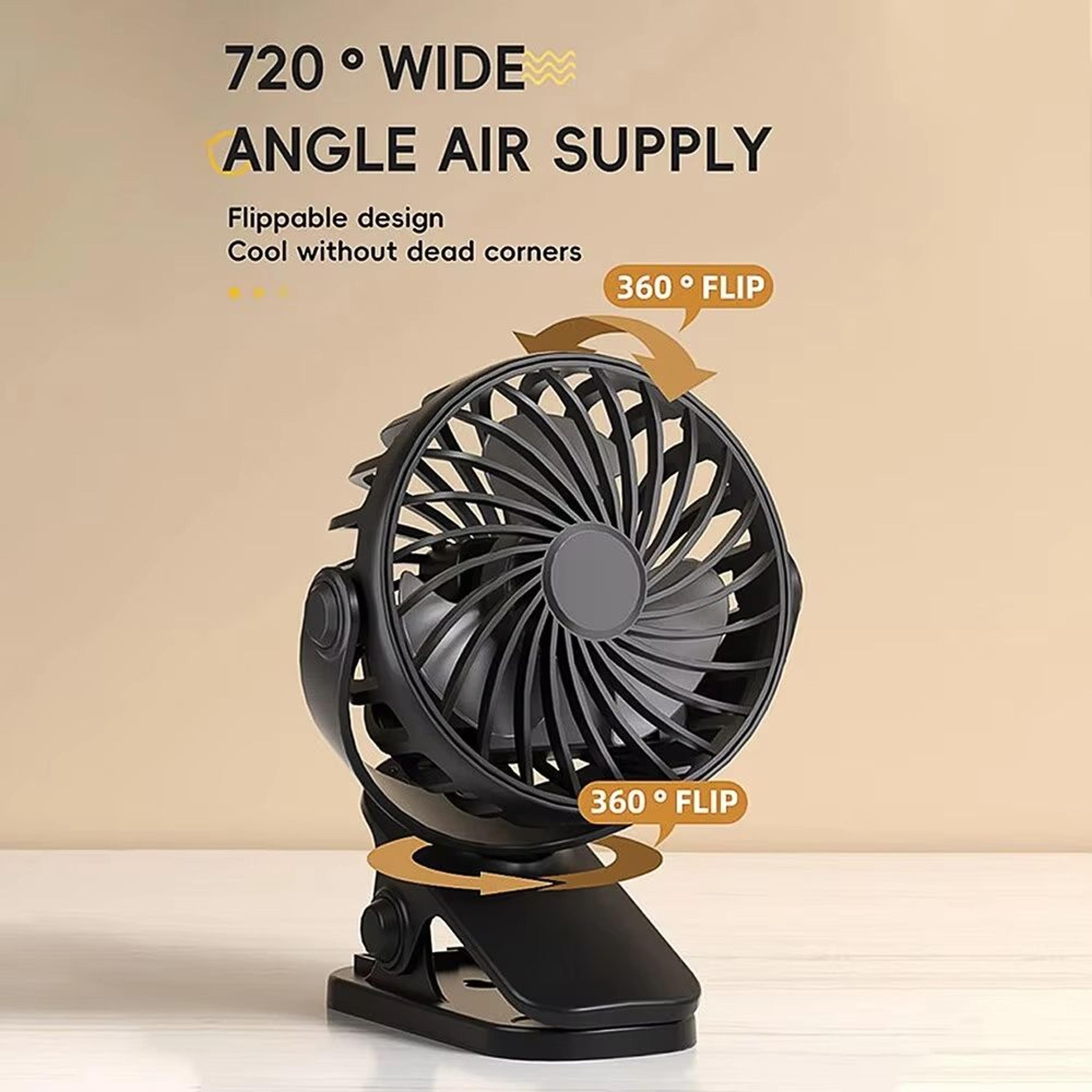 Rechargeable 720 Rotating Clip Fan With Nightlight  Portable Small Fan For Home Office Dorm And Out 0