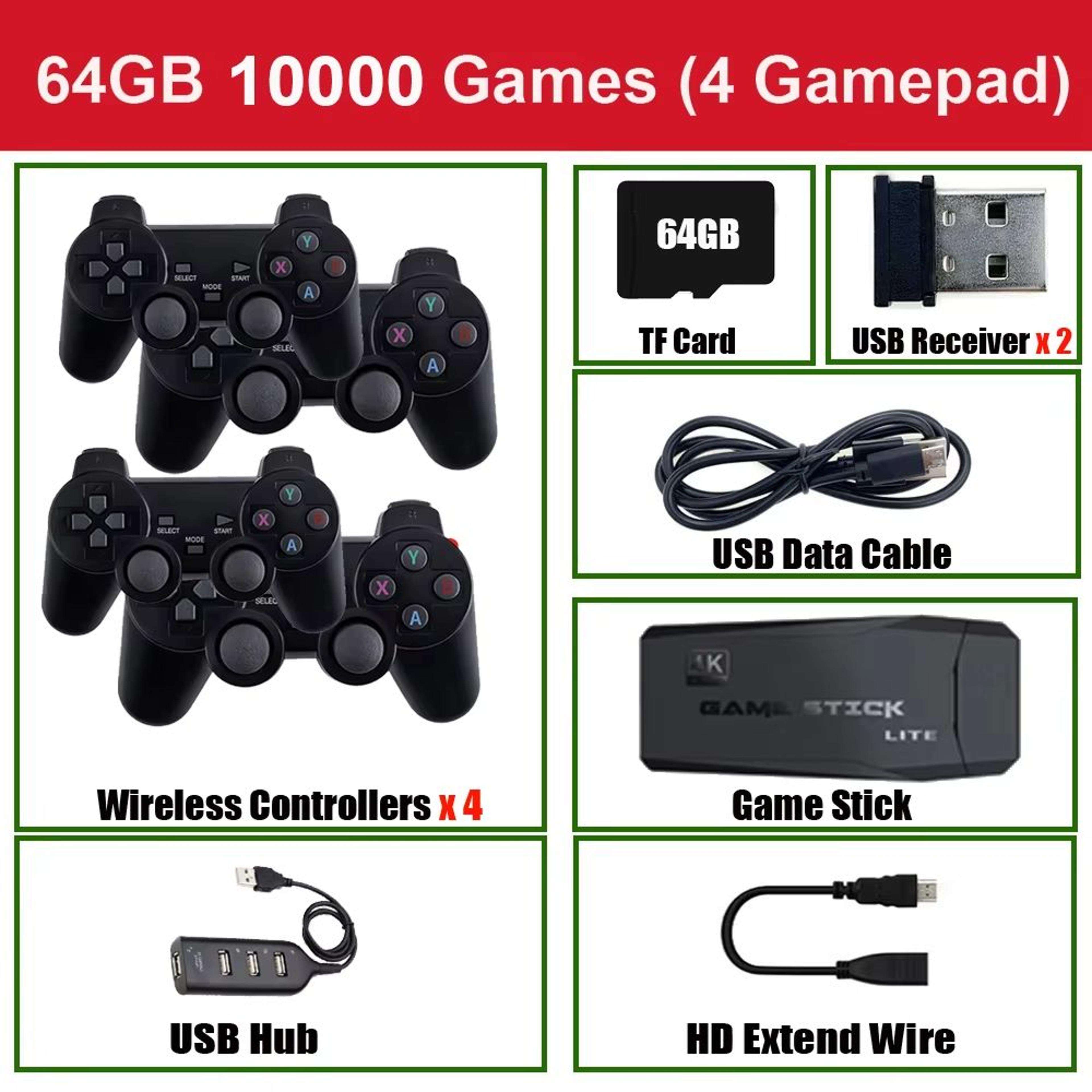 Retro Video Game Console 64GB With 20000 Builtin Games And Wireless Controllers 8