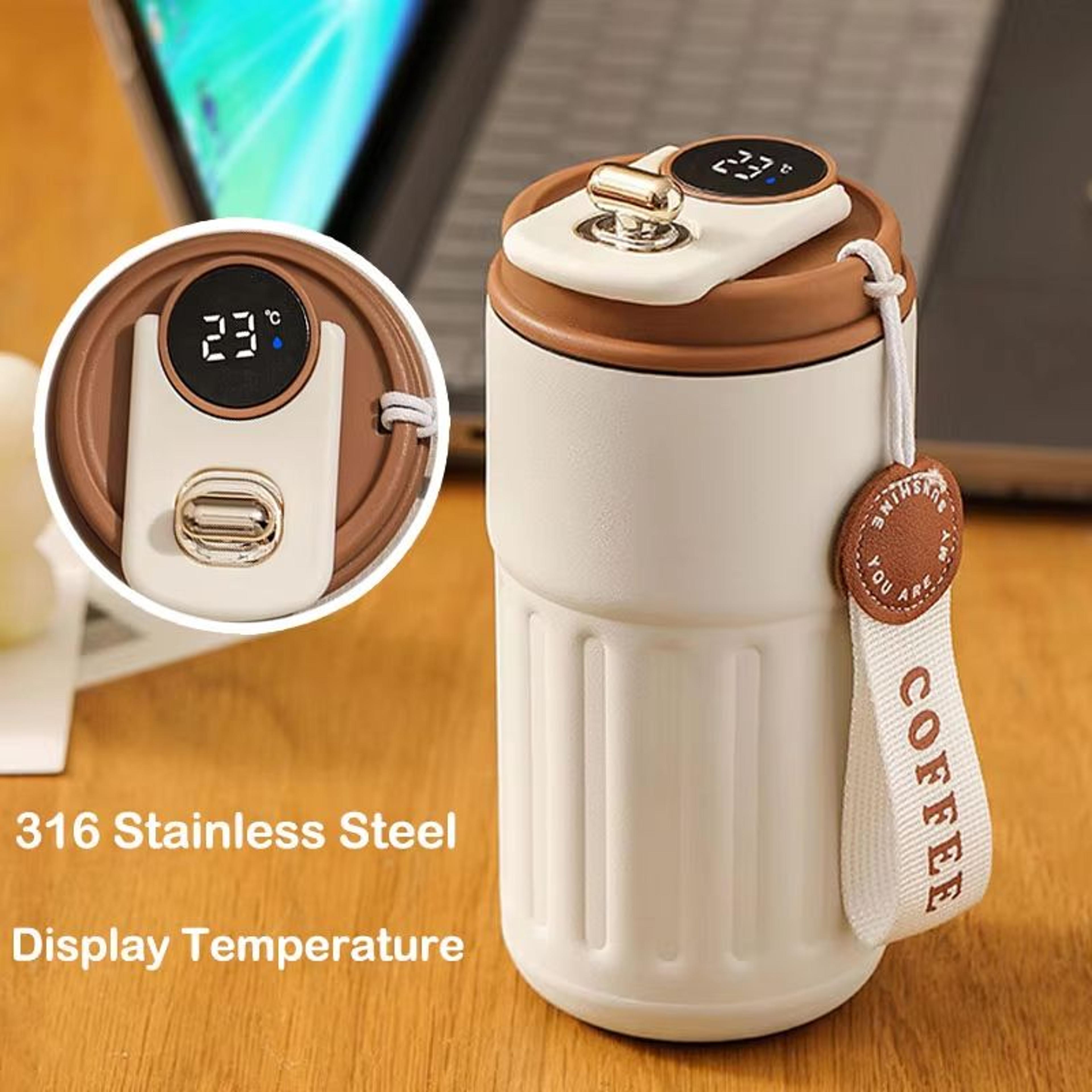 15.22fl oz smart display thermos bottle – stainless steel vacuum thermal mug