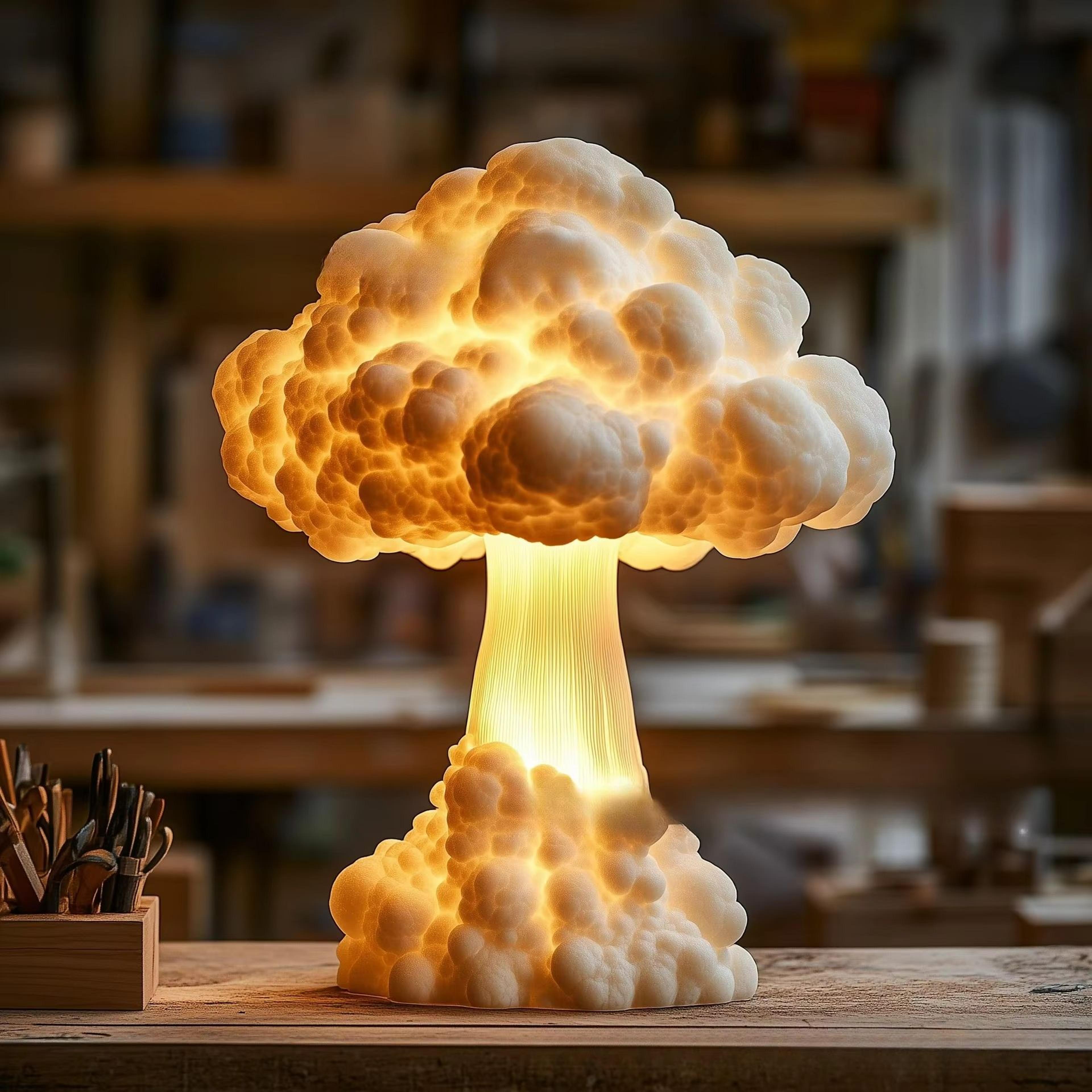 Atomic Mushroom Cloud Table Lamp  Resin Desk Light With USB Power For Home  Office Decor 3