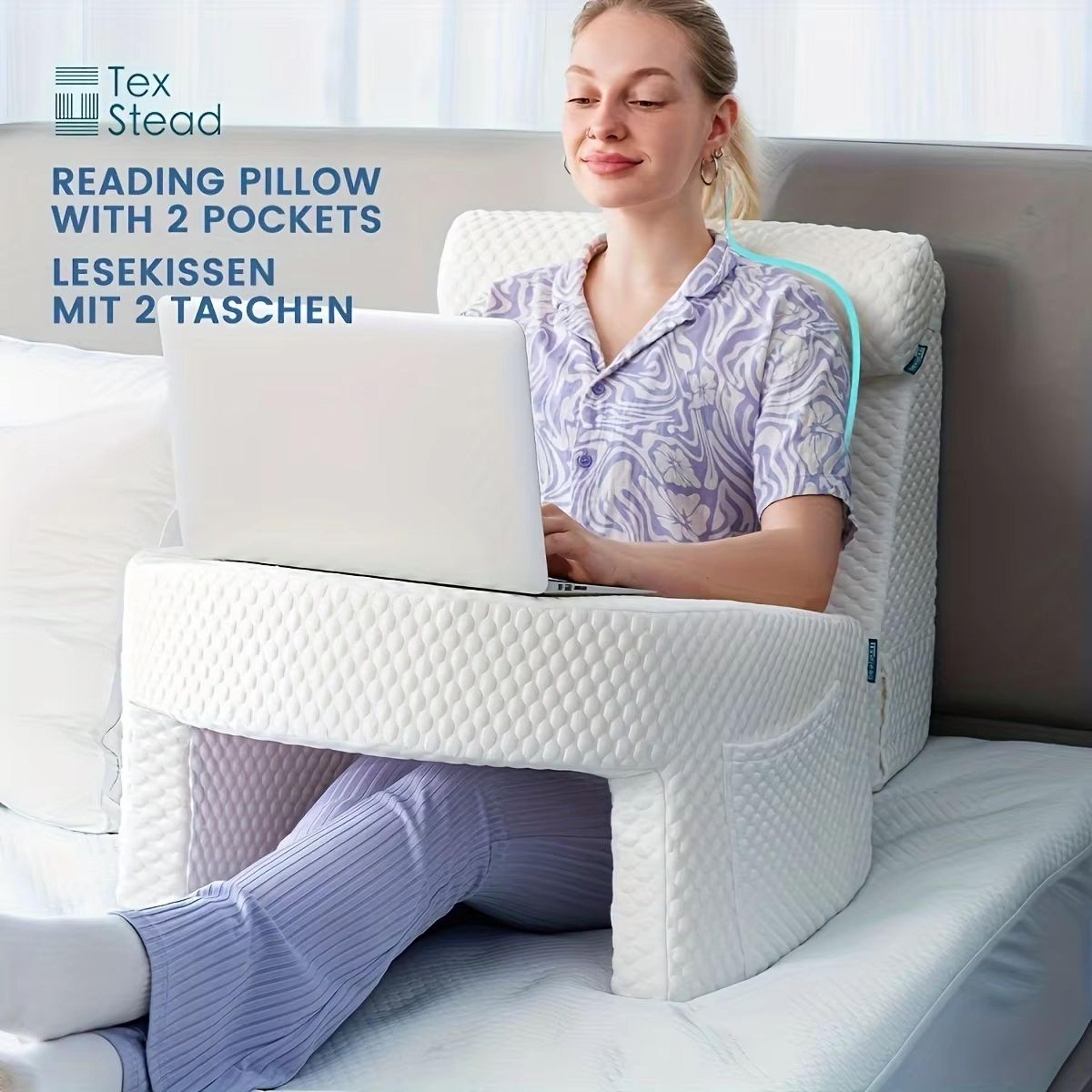 Extra Large Reading Pillow With Arm Rests  Memory Foam Bed Rest Pillow For Adults  Gamers 2