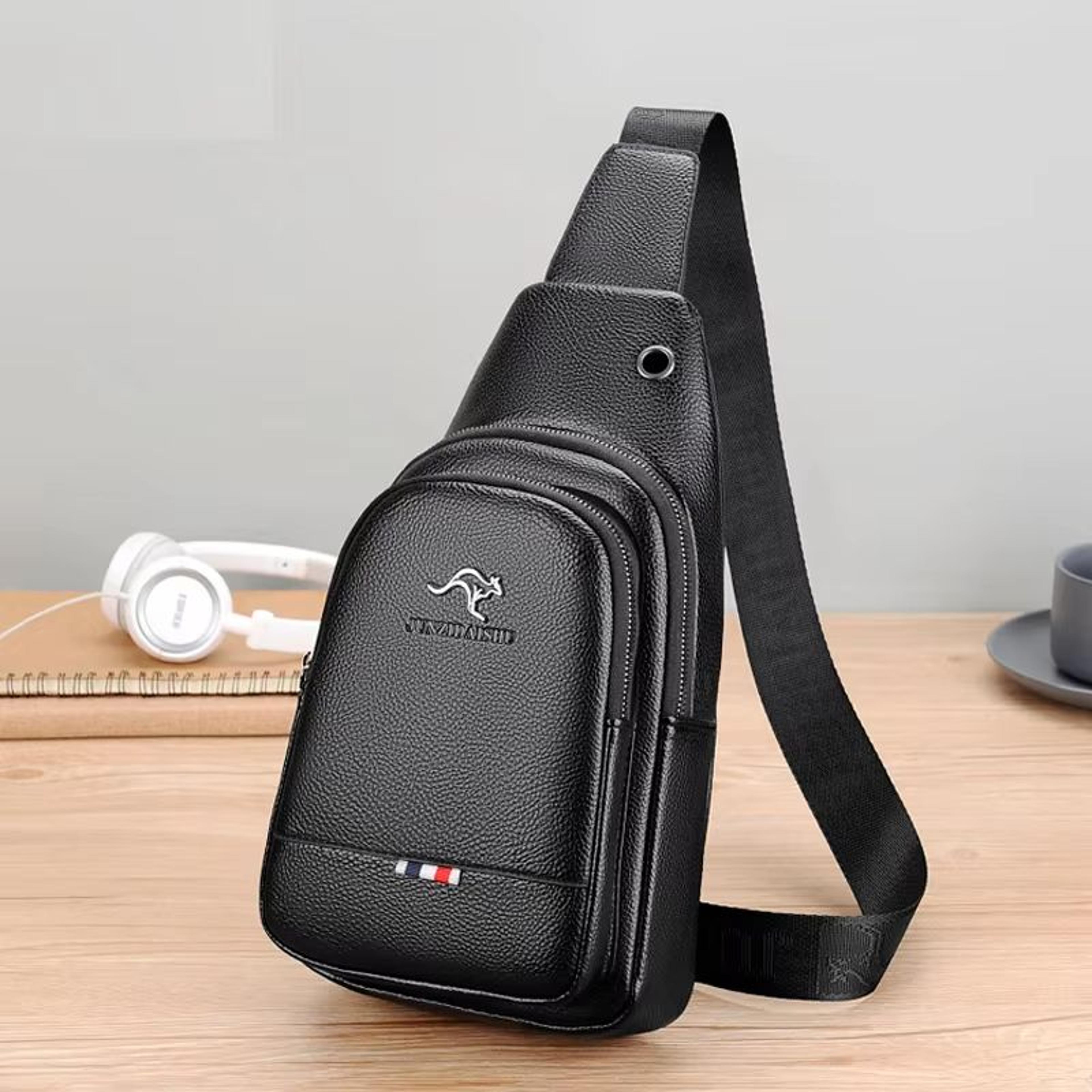 men's chest pack crossbody bag – luxury pu leather shoulder bag for everyday use