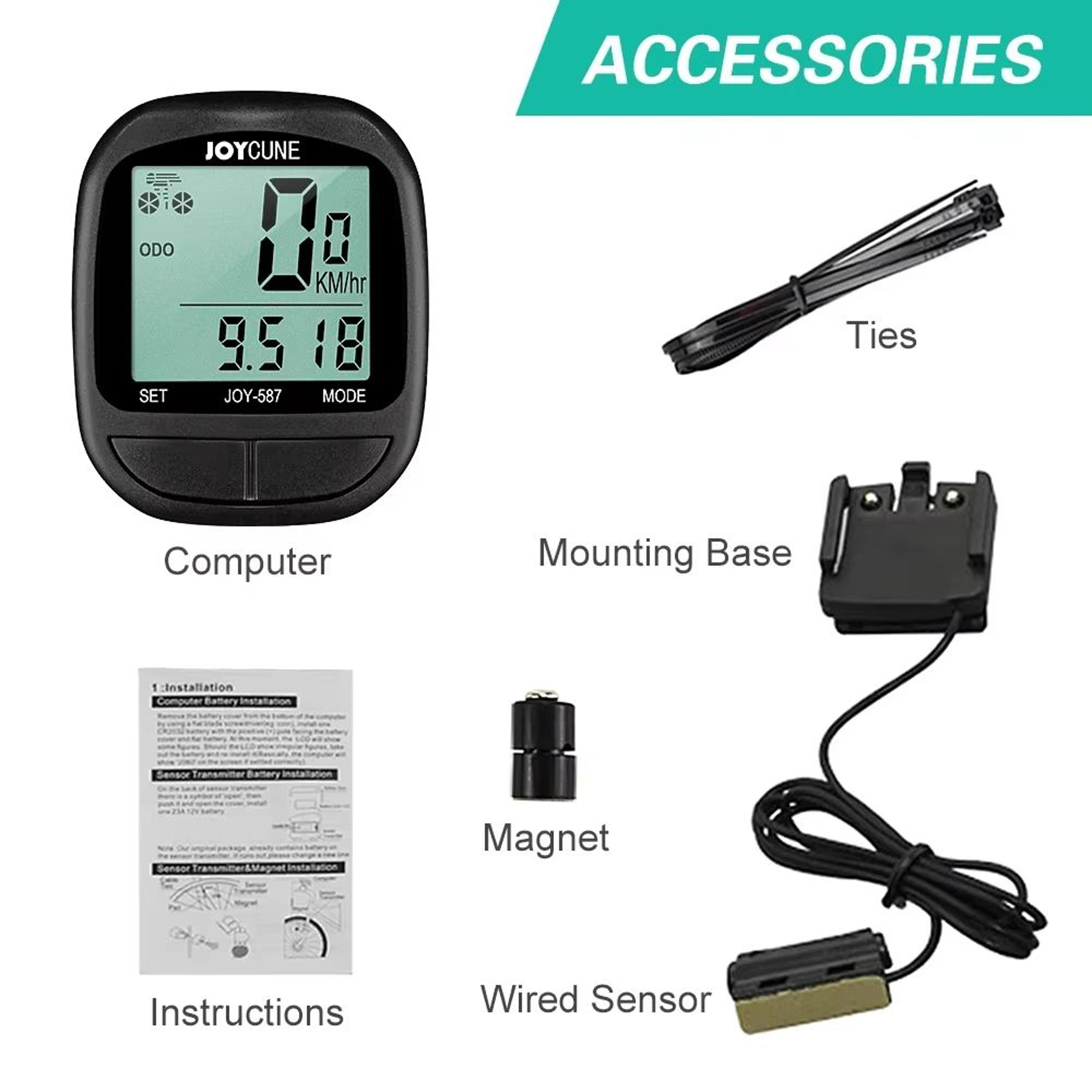 Waterproof Bike Computer With Wired Speedometer And Odometer  LED Display Cycling Stopwatch 5