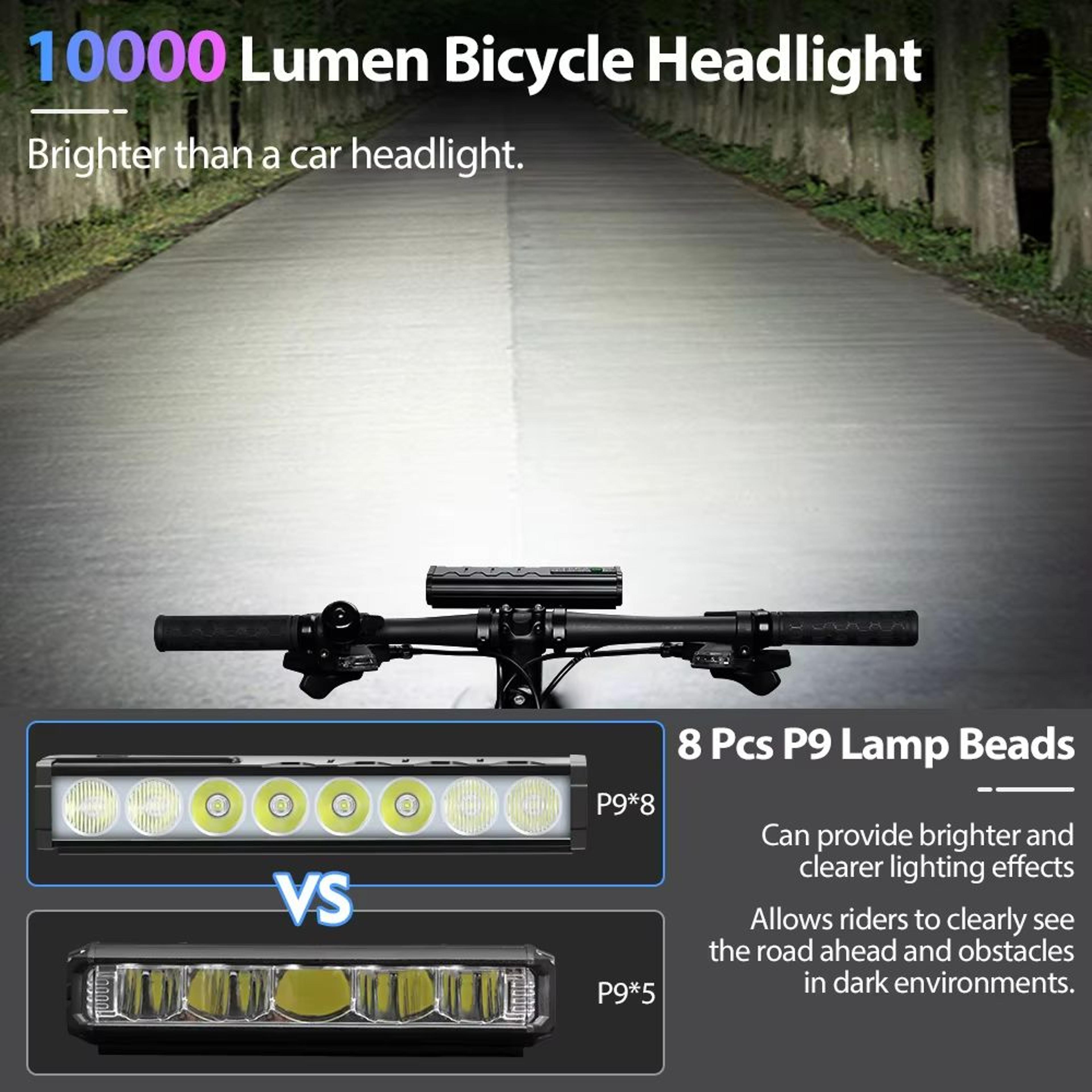 NEWBOLER 10000 Lumen Bicycle Light  USB Rechargeable Waterproof Bike Headlight With 10000mAh Batter 2