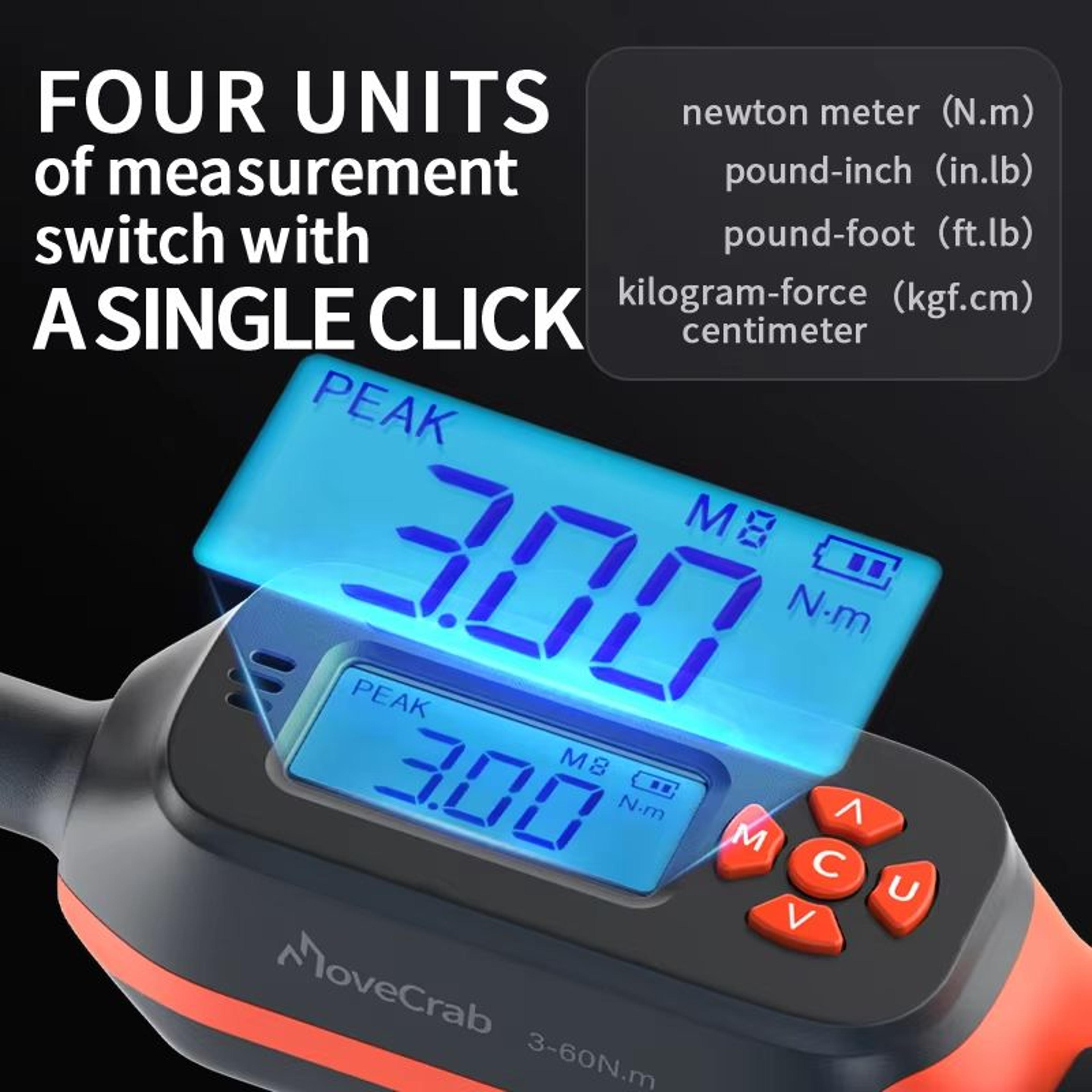 MOVECRAB Digital Torque Wrench Adapter 15340Nm  High Precision Electronic Torque Meter With Preset  5