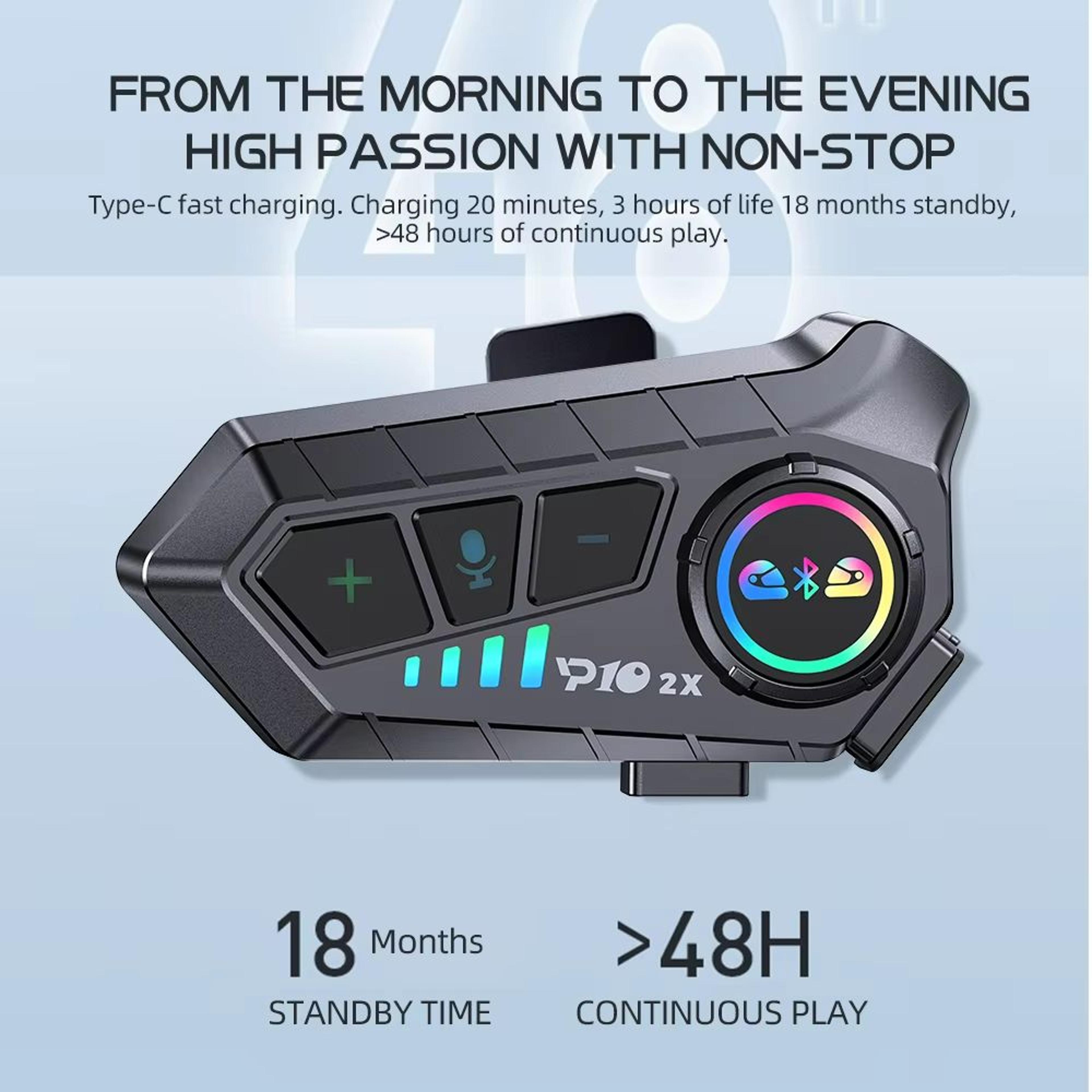 Motorcycle Bluetooth Intercom Headset  Waterproof Helmet Communication System With Music Sharing Fo 2