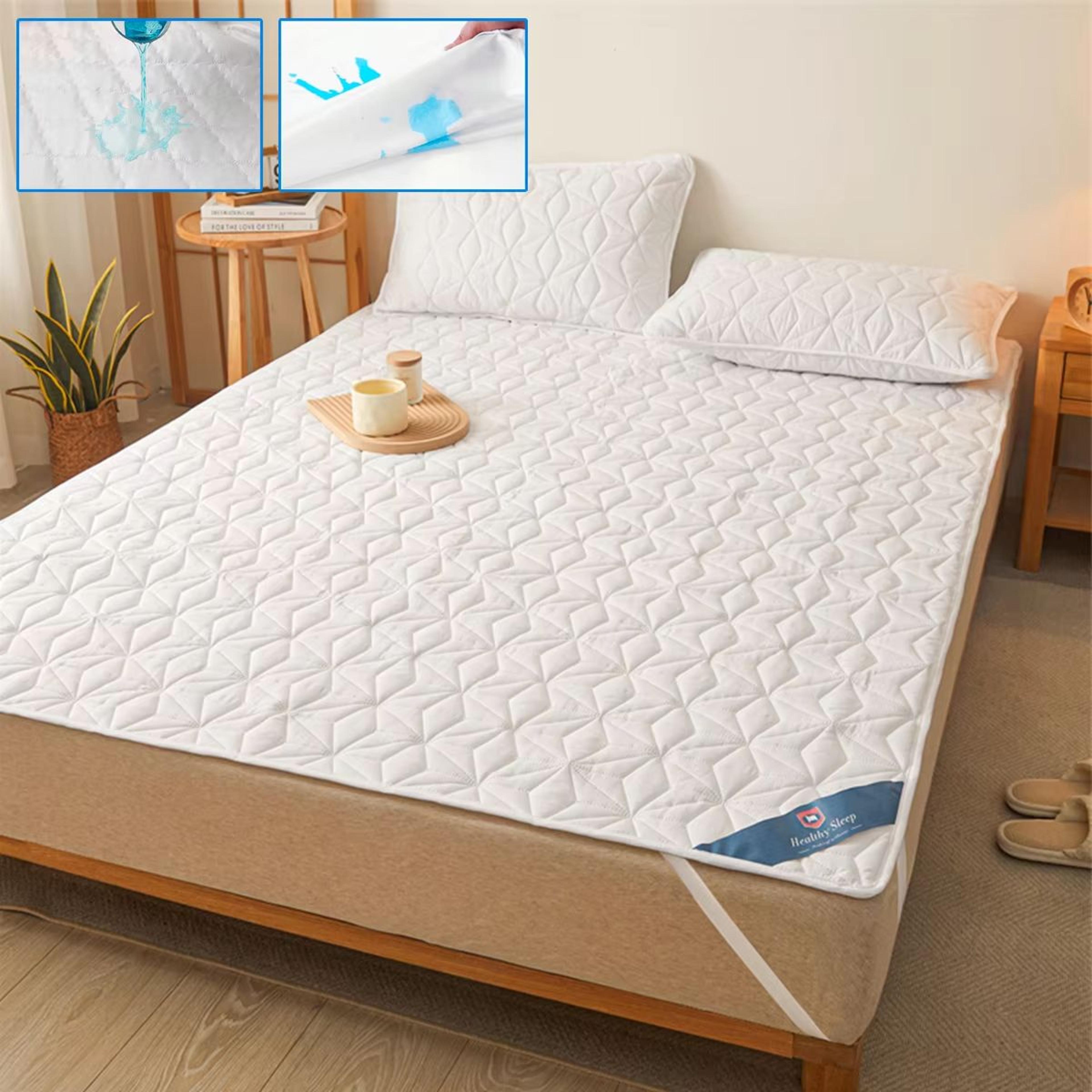 Breathable Waterproof Mattress Protector With Elastic Straps  Noiseless Deep Pocket Cover Pad 5