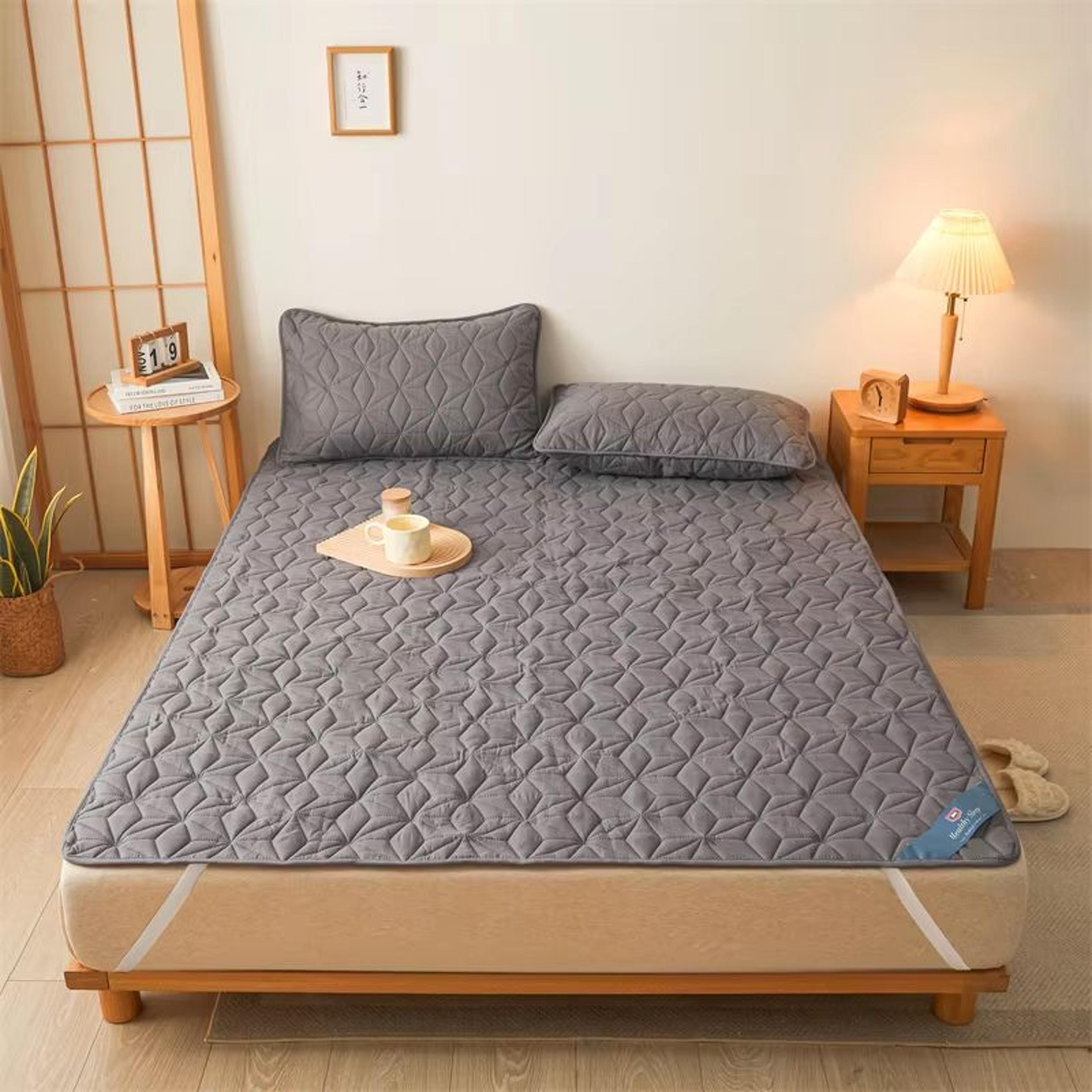Breathable Waterproof Mattress Protector With Elastic Straps  Noiseless Deep Pocket Cover Pad 7