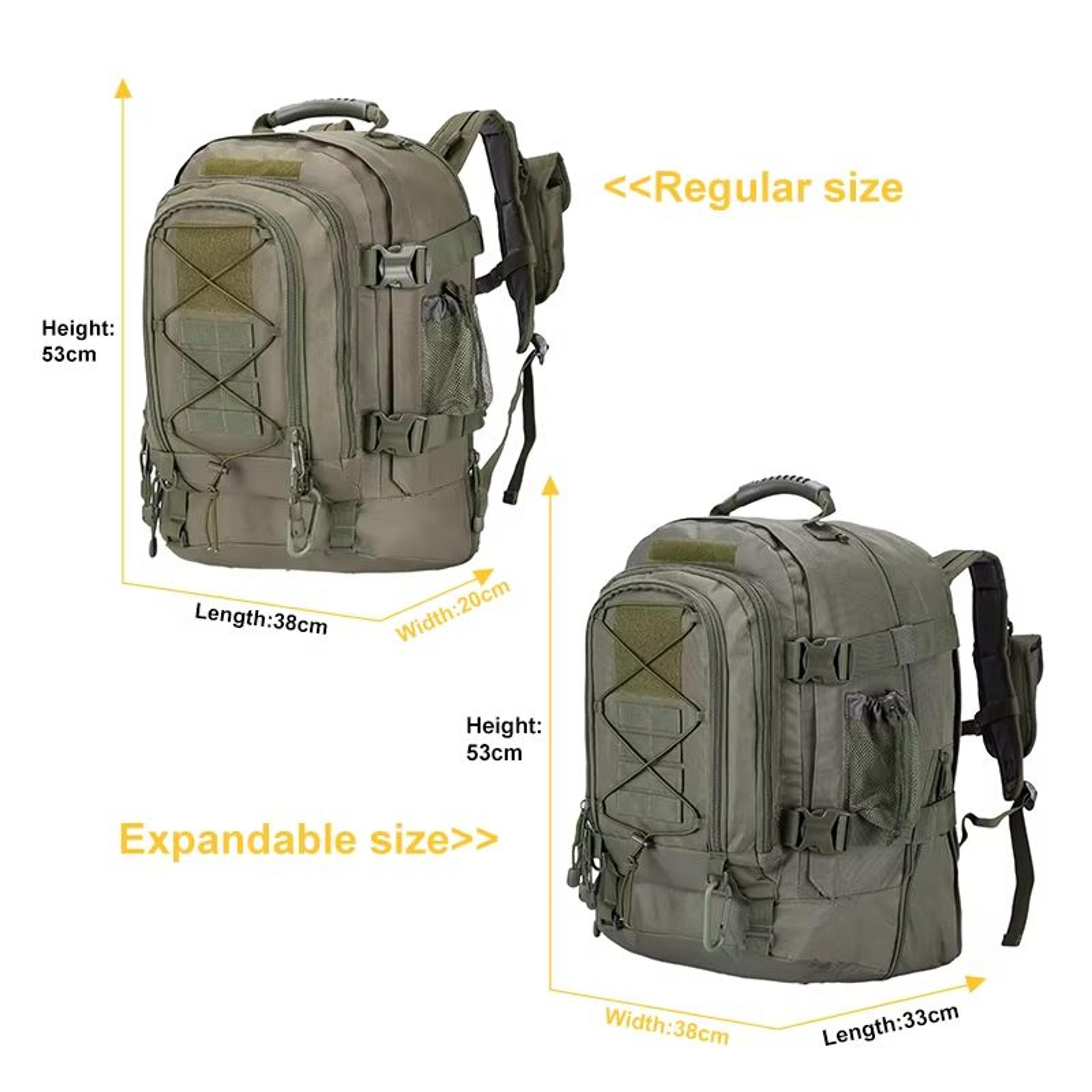 60L Tactical Backpack For Men  Expandable Military Hiking And Camping Rucksack 4