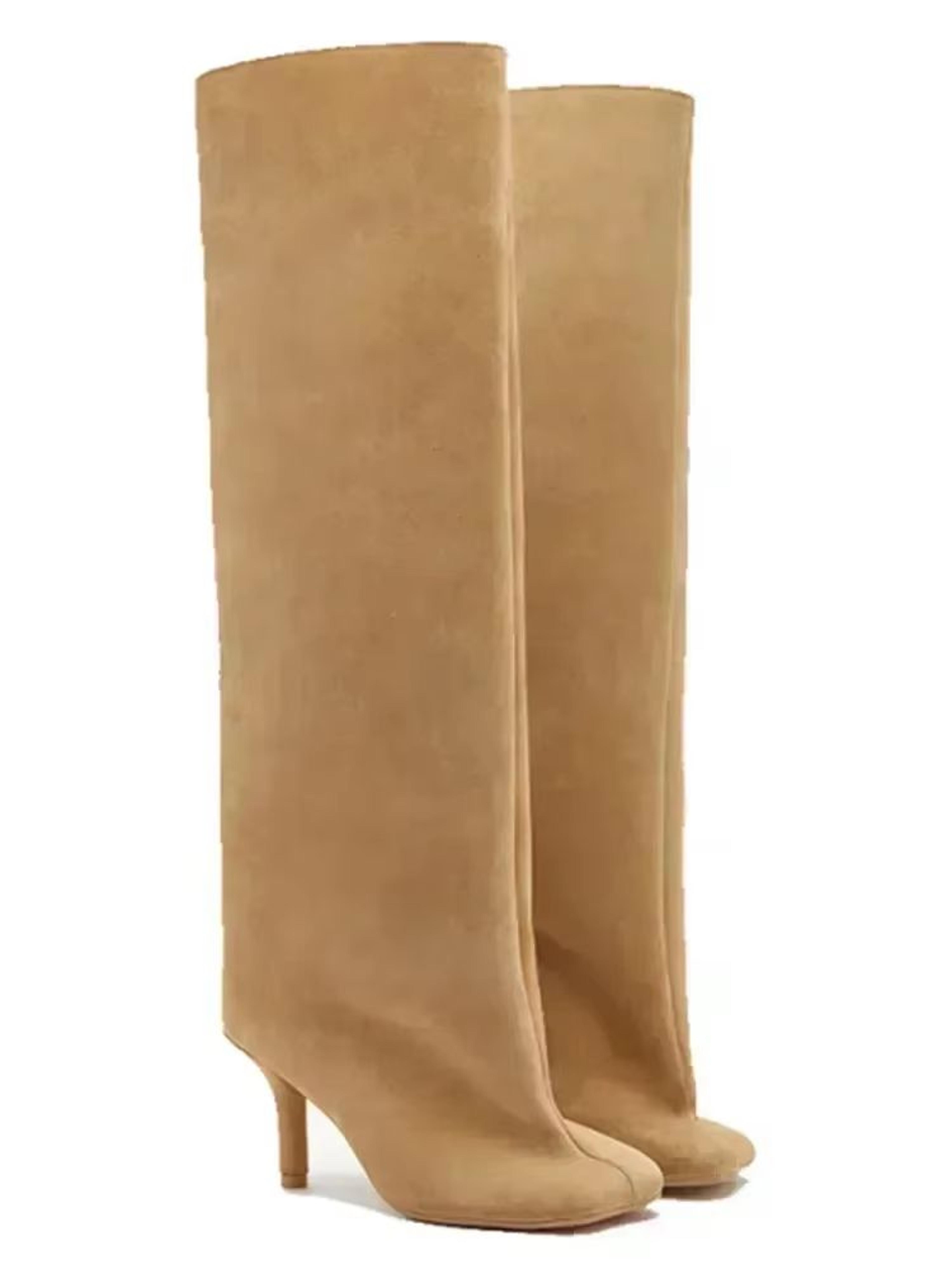 Autumn Winter Womens Knee High Boots  6cm Slim High Heels Round Toe Fashion Long Boots KnightInspir