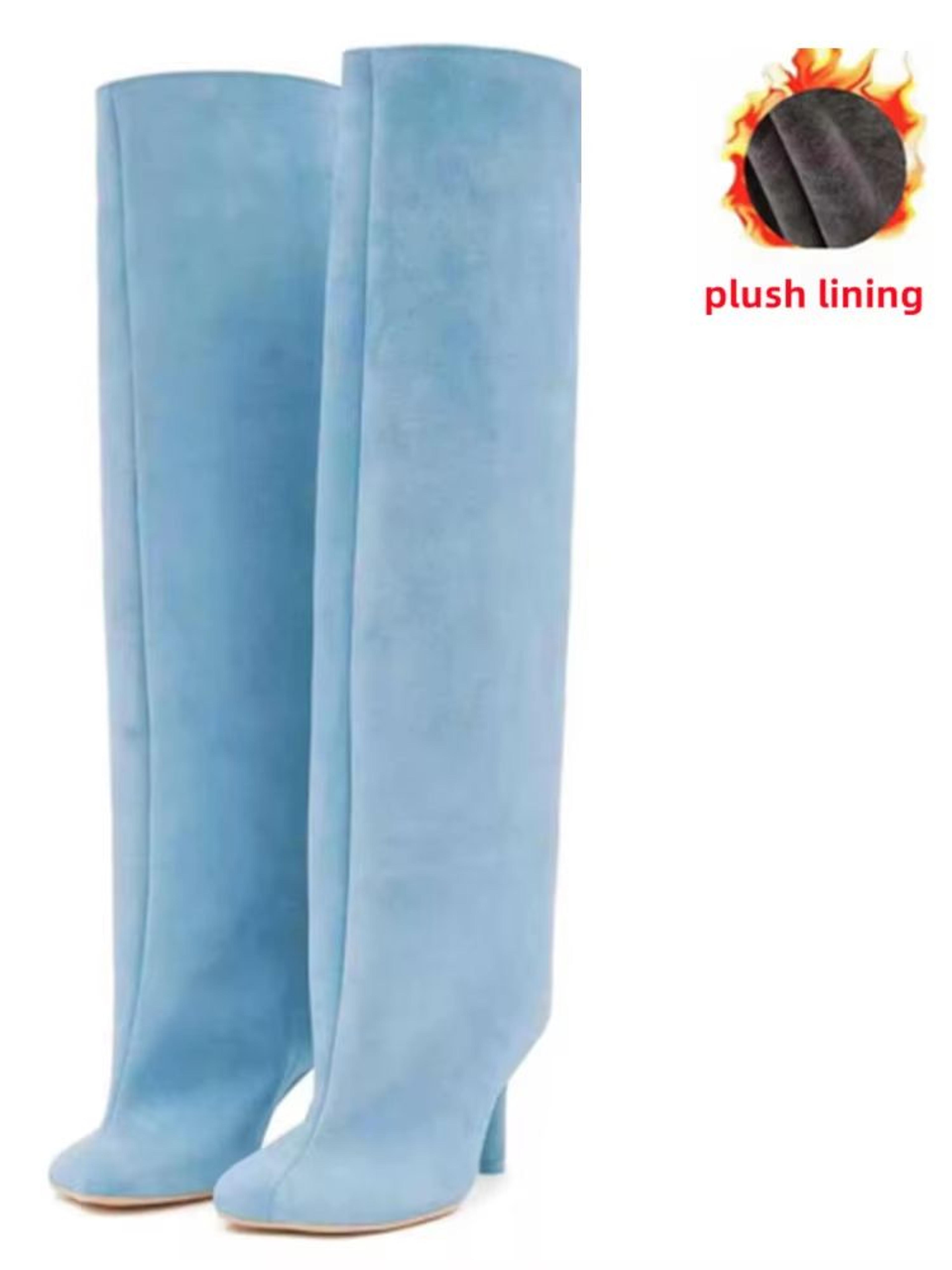 Autumn Winter Womens Knee High Boots  6cm Slim High Heels Round Toe Fashion Long Boots KnightInspir