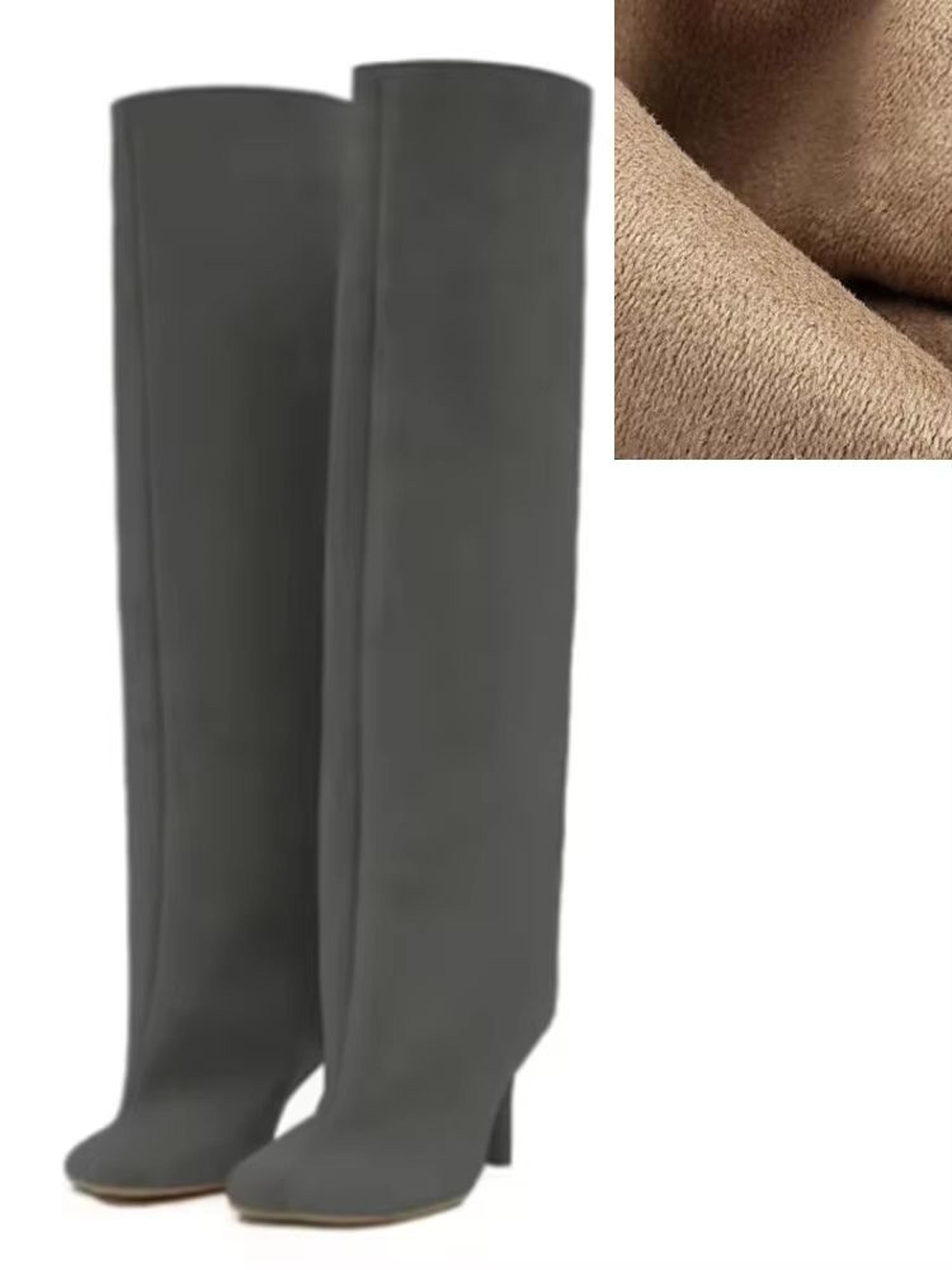 Autumn Winter Womens Knee High Boots  6cm Slim High Heels Round Toe Fashion Long Boots KnightInspir