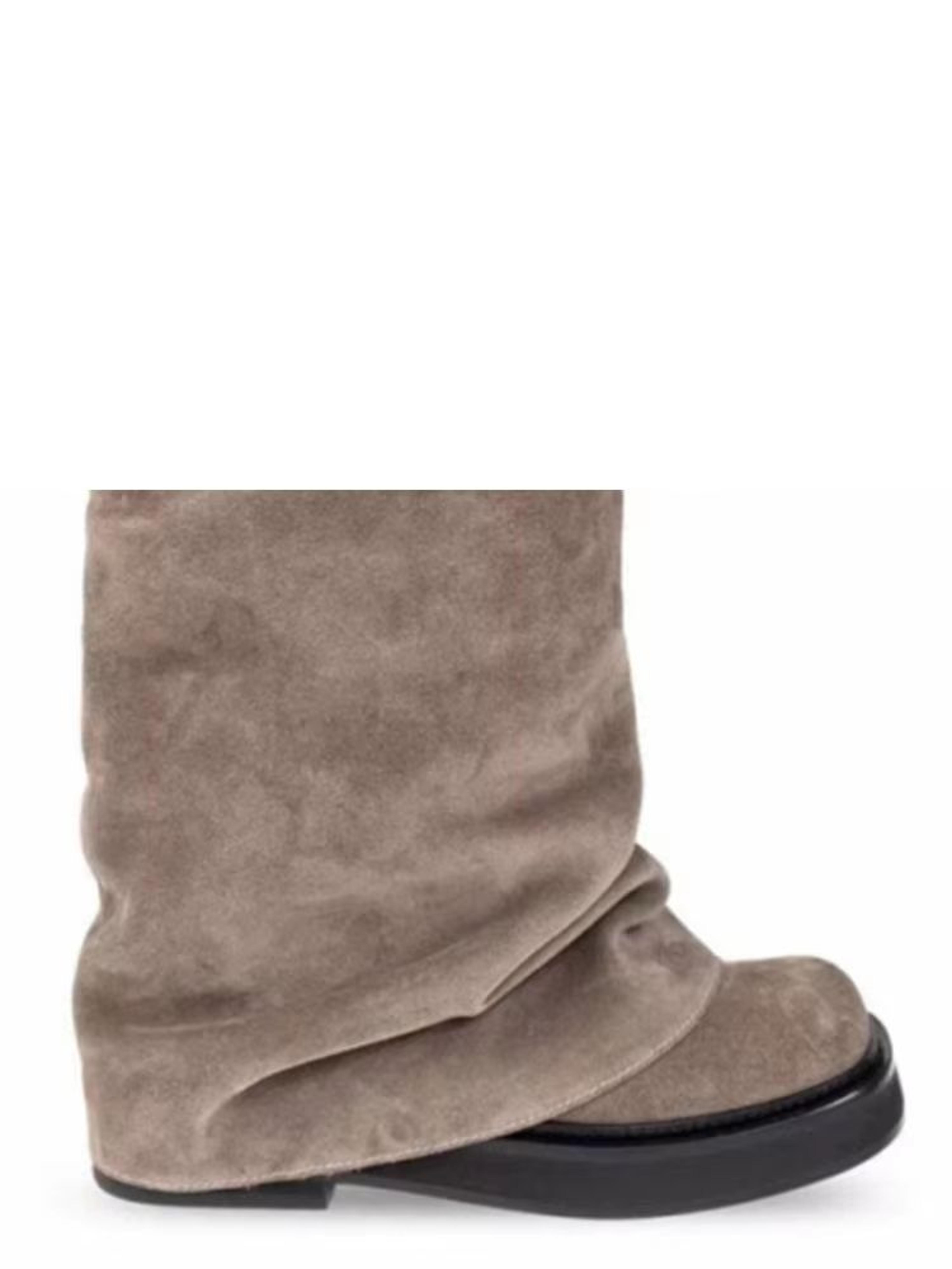 Womens Autumn Winter Calf Boots  Pleated Leather MidLeg Design With Thick High Heels 25