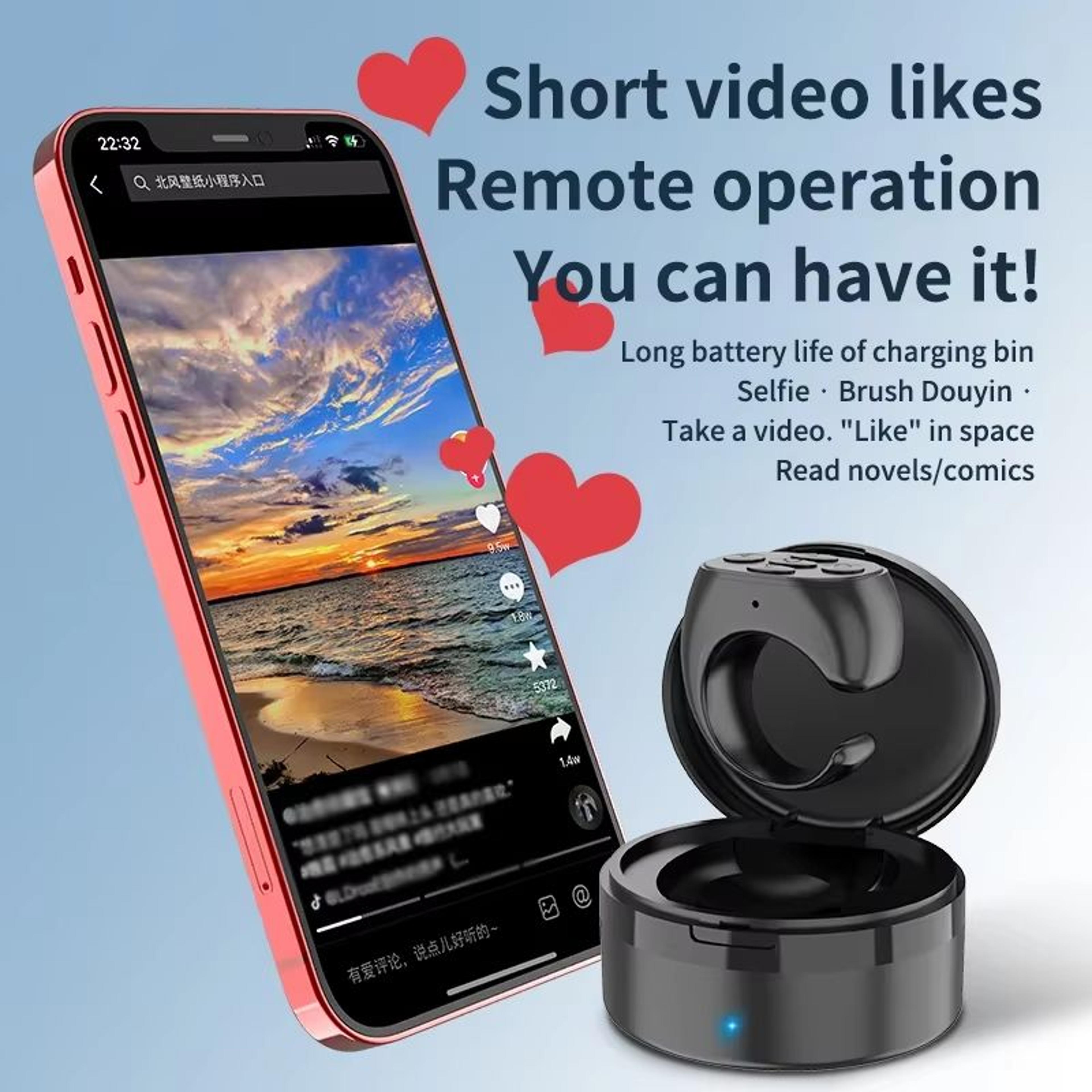Bluetooth Fingertip Remote Control Ring  Page Turner Music Controller  Camera Shutter For TikTok IP 1