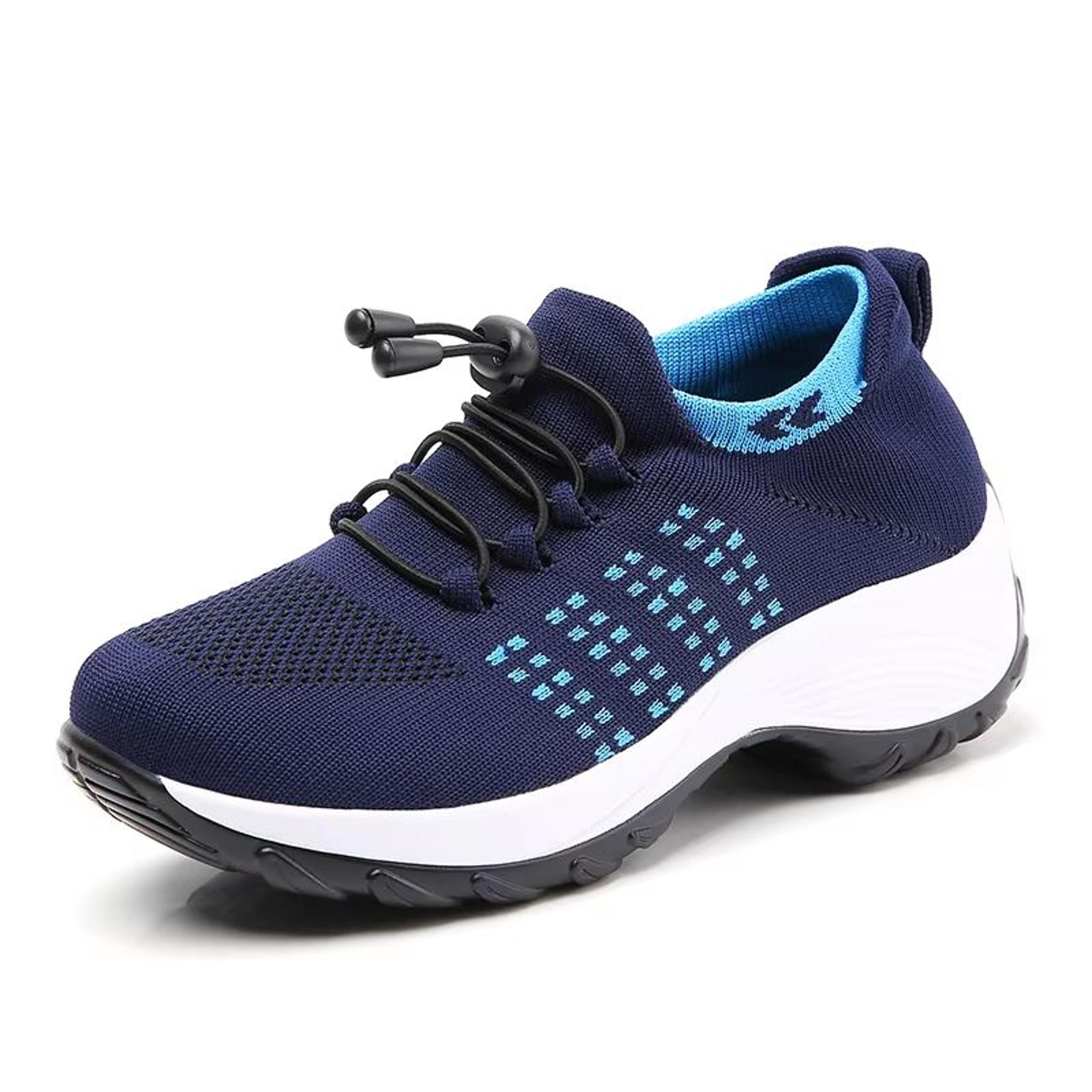 Womens Walking Sock Sneakers  Breathable Fly Weave Trainers With NonSlip Platform Sole 8
