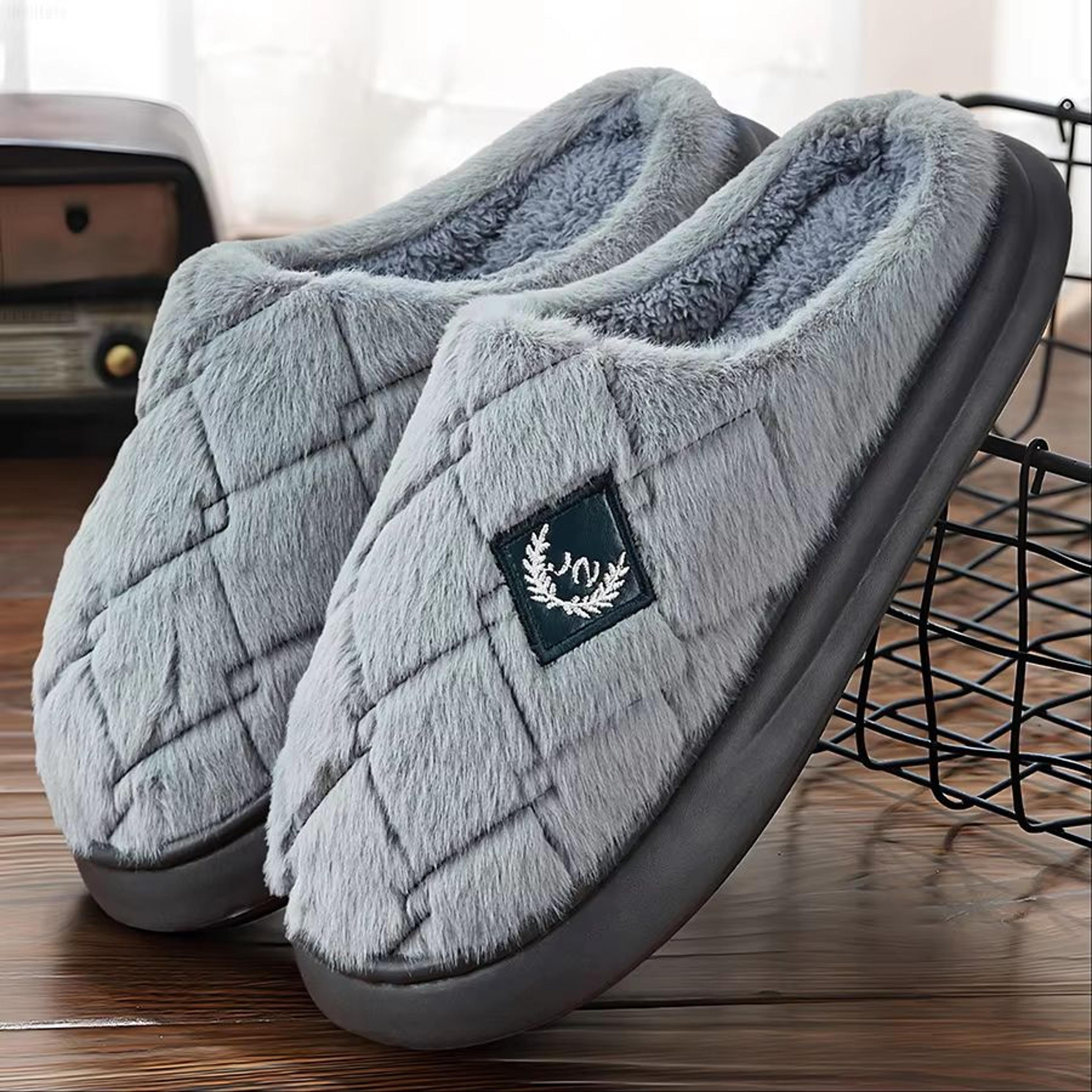 Mens Winter House Slippers  Plush Memory Foam NonSlip Indoor Shoes With Cozy Furry Lining 1