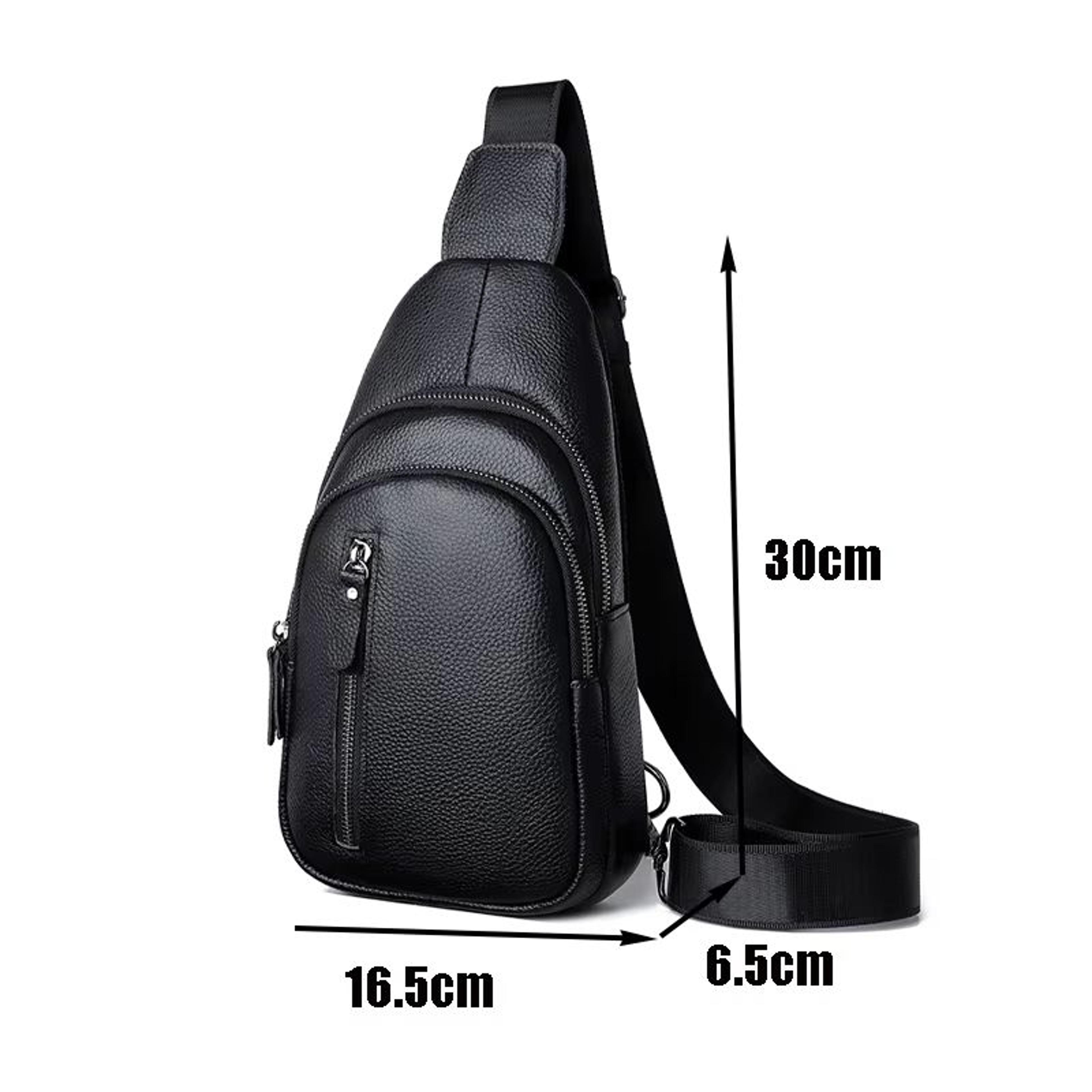100 Genuine Leather Mens Chest Bag  Casual Crossbody Shoulder Messenger Bag For Daily  Travel Use 4