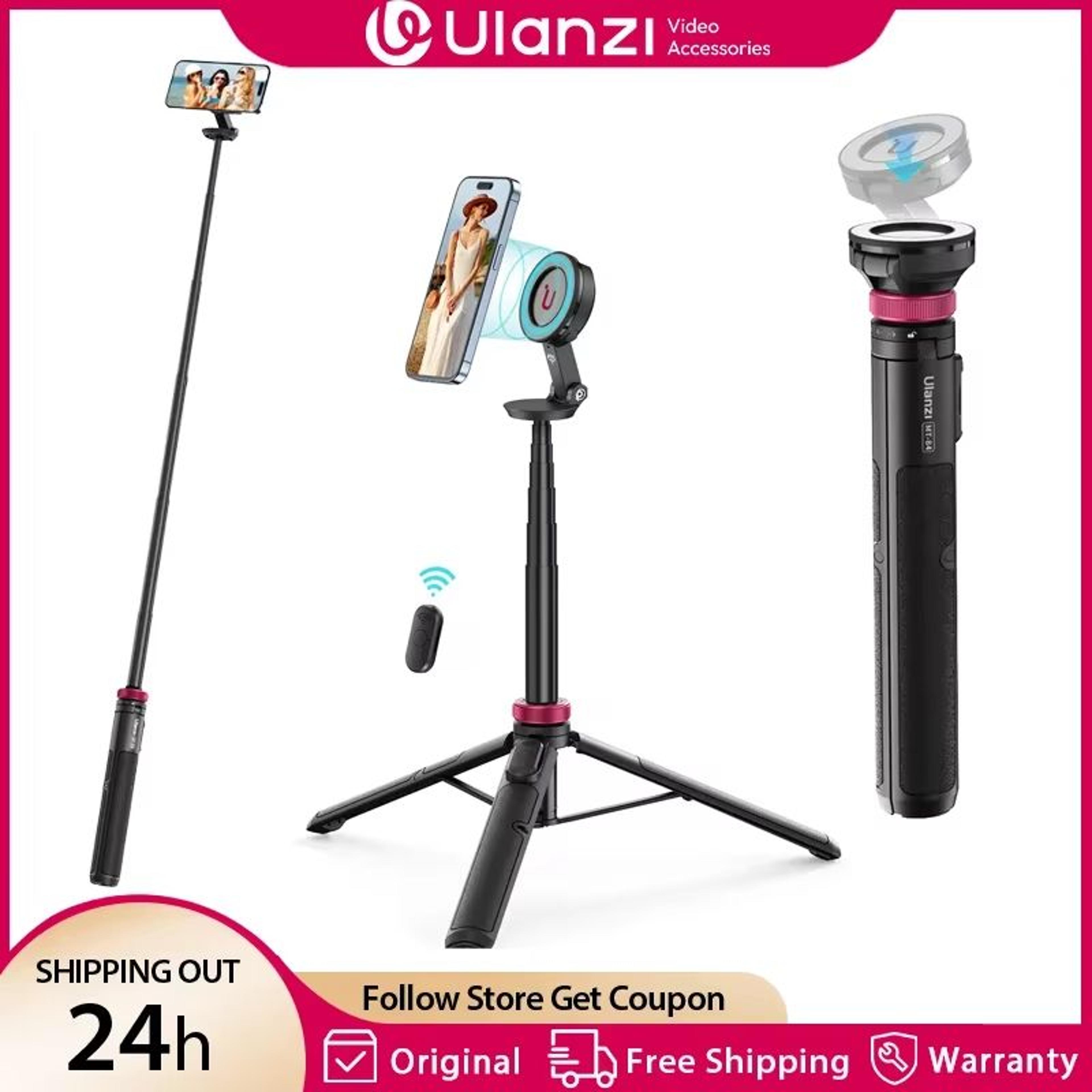 ulanzi mt-84 magsafe selfie stick tripod – 1.53m phone tripod with bluetooth remote for iphone vlogging & live streaming