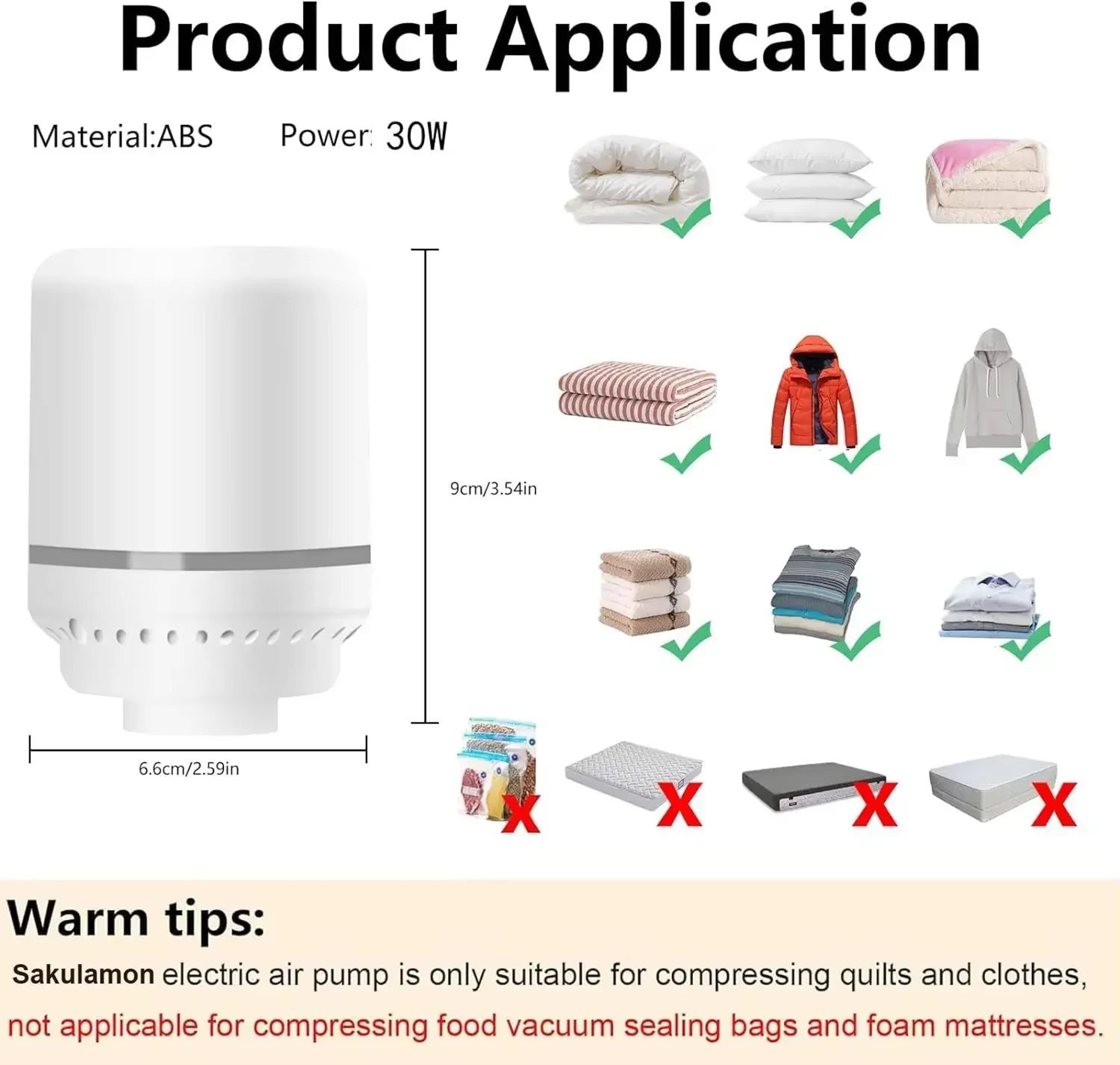 Portable Electric Pump For Vacuum Storage Bags  Fast Compression For Clothes Quilts  Travel 2