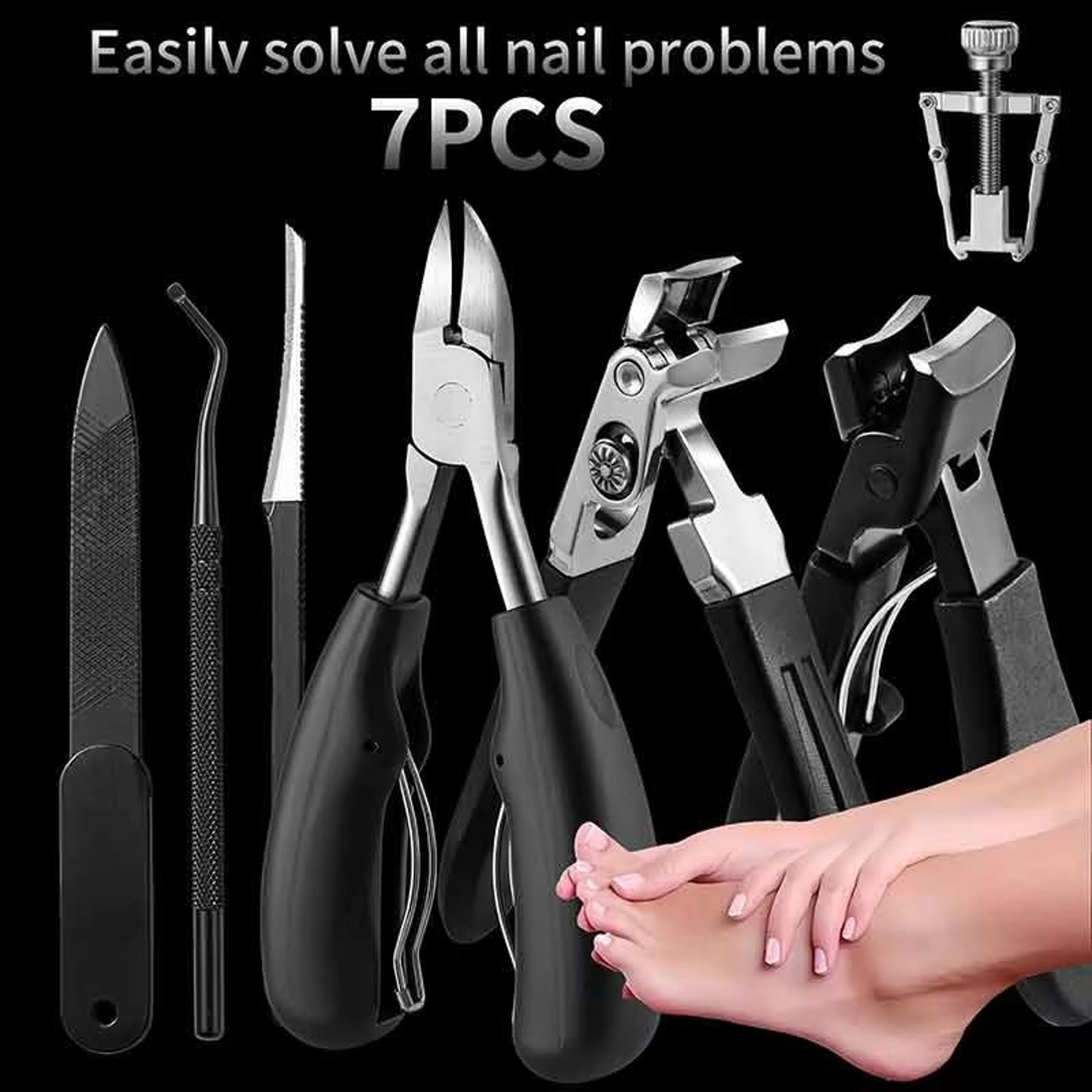 7-piece professional nail clippers & manicure tool set with portable travel case