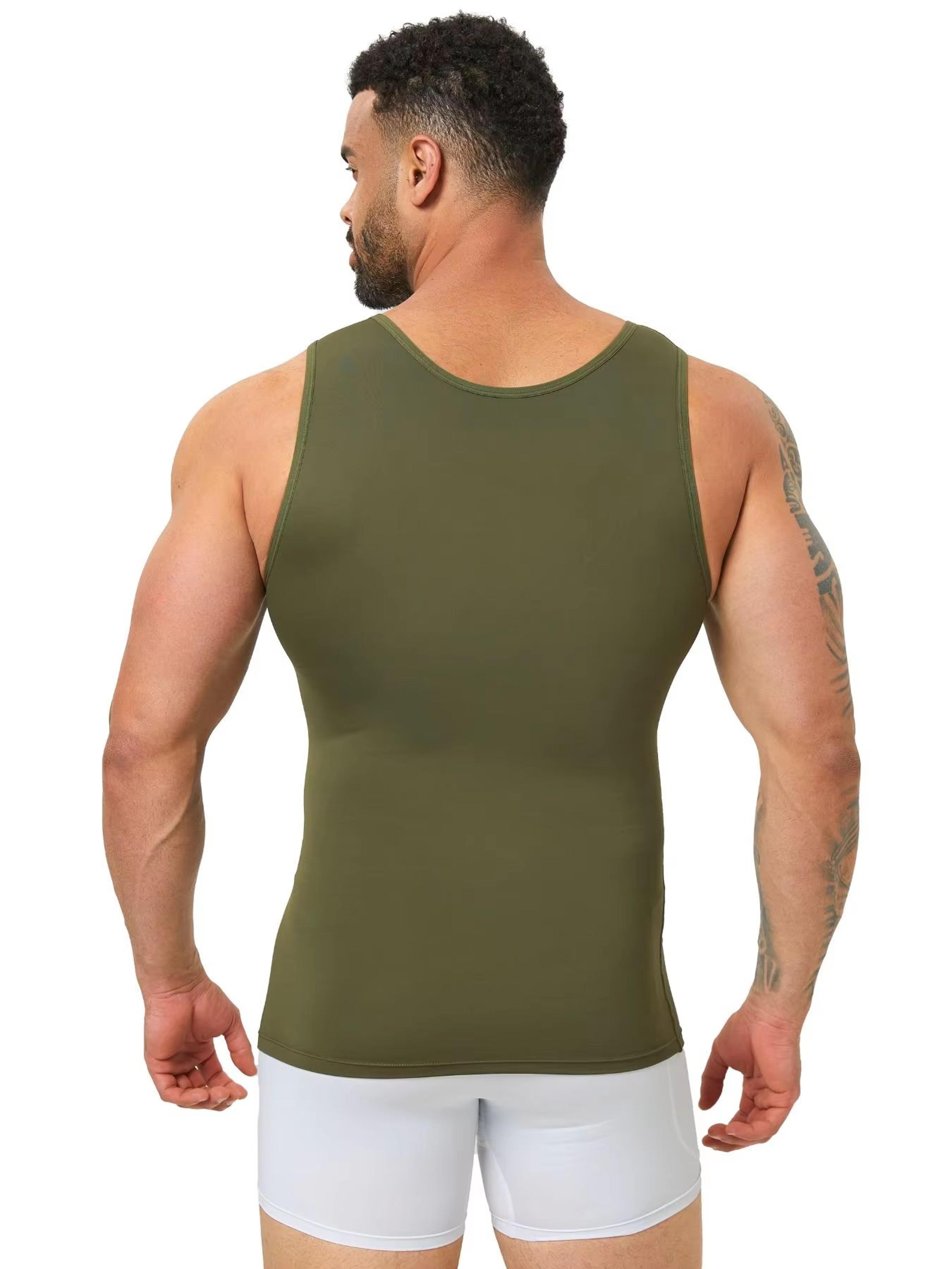 Mens Compression Tank Top  Body Shaper With Tummy Control  Chest Support 1