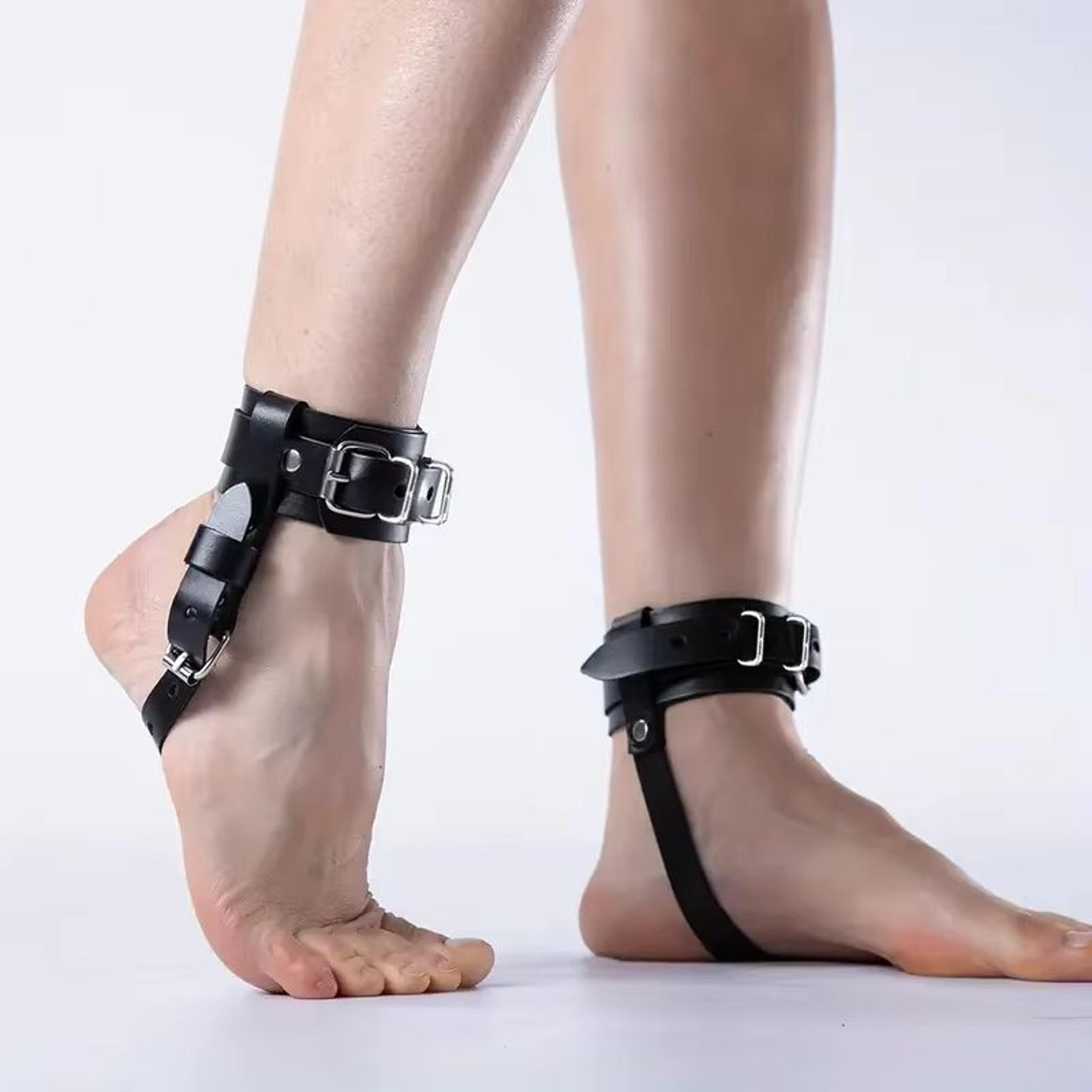 Adjustable Black Ankle Harness  Handmade Fashion Accessory With Buckle Straps For Cosplay Costumes  6