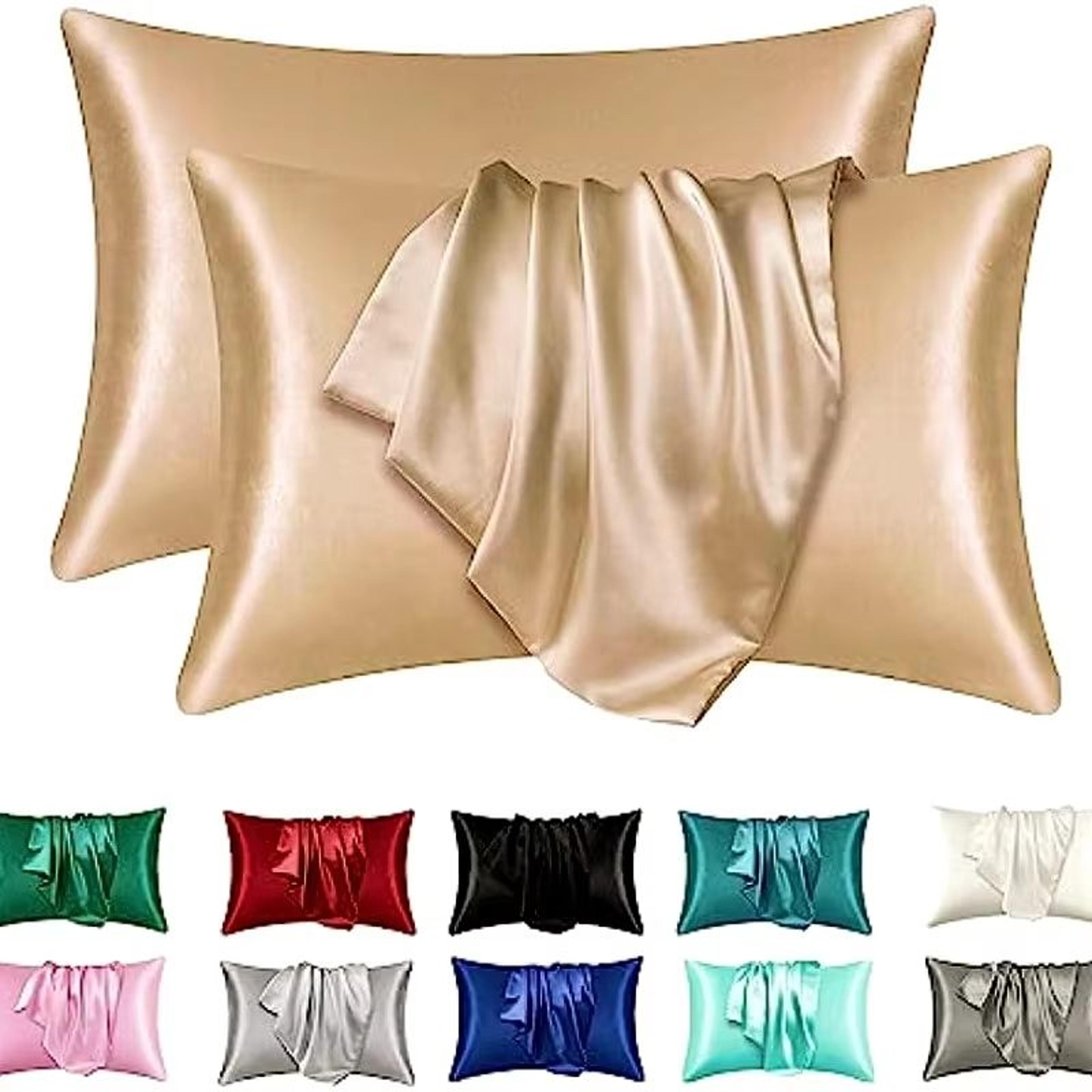 2Pack Satin Silk Pillowcases  Super Soft Standard Size Pillow Covers For Hair And Skin Care 0