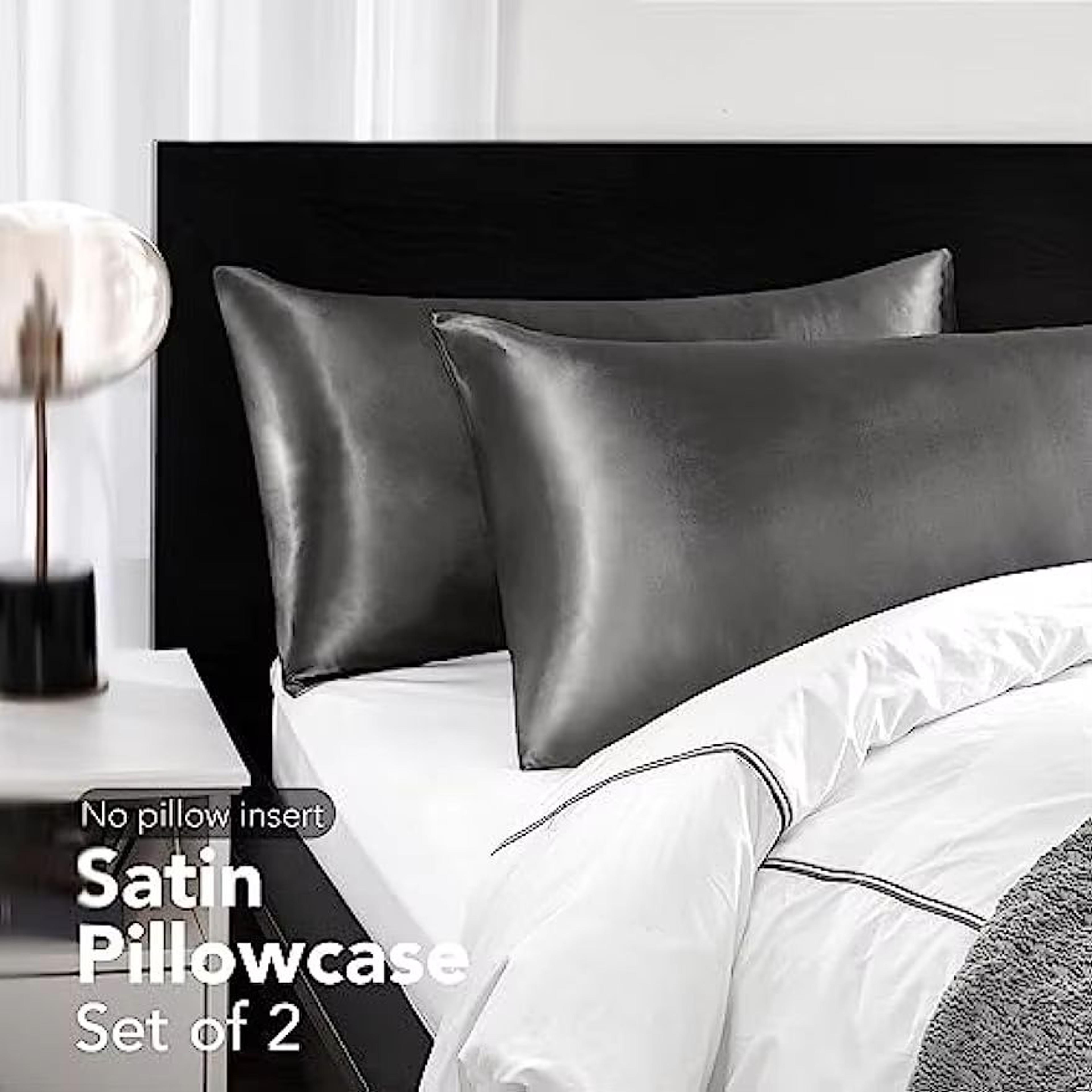 2Pack Satin Silk Pillowcases  Super Soft Standard Size Pillow Covers For Hair And Skin Care 2