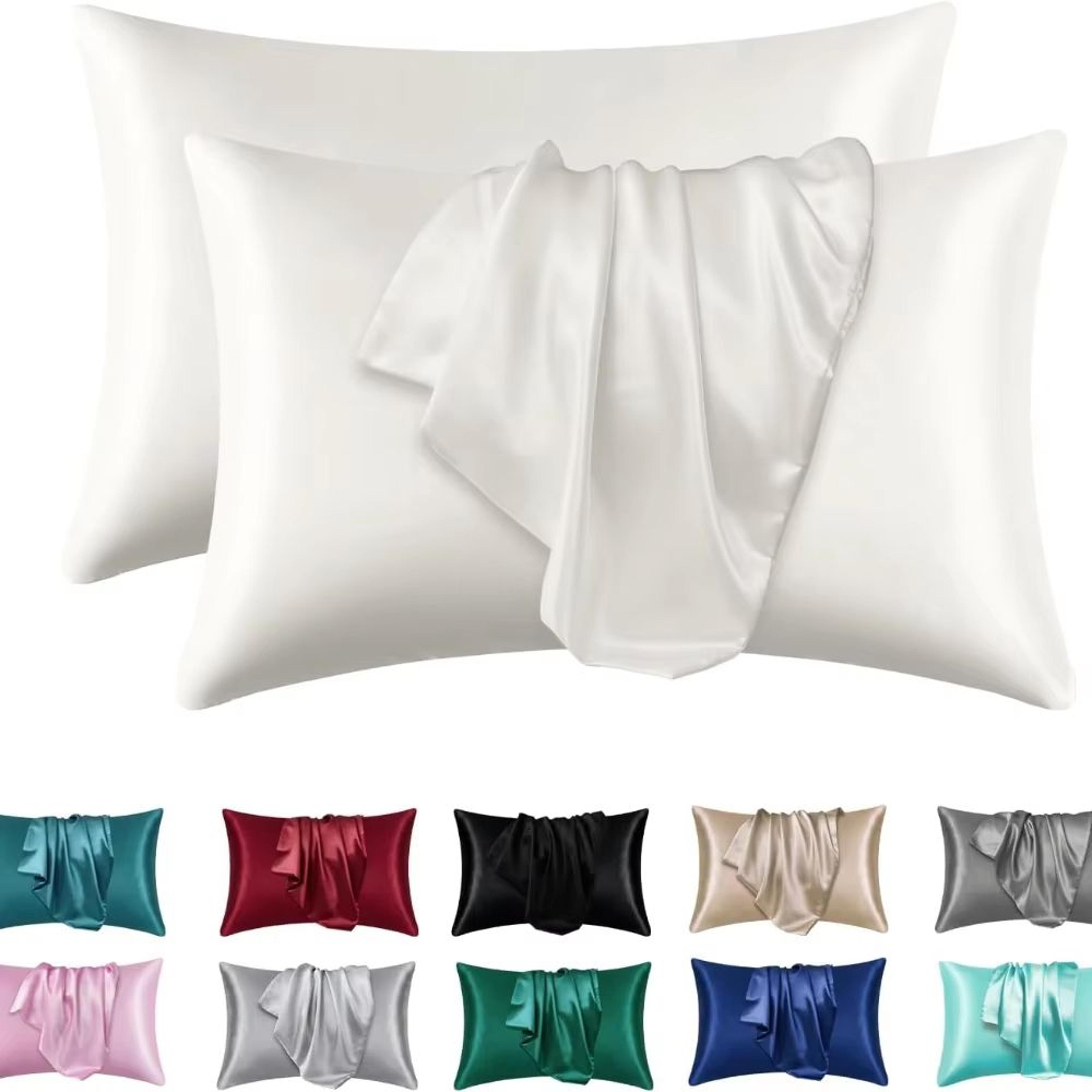 2Pack Satin Silk Pillowcases  Super Soft Standard Size Pillow Covers For Hair And Skin Care 11