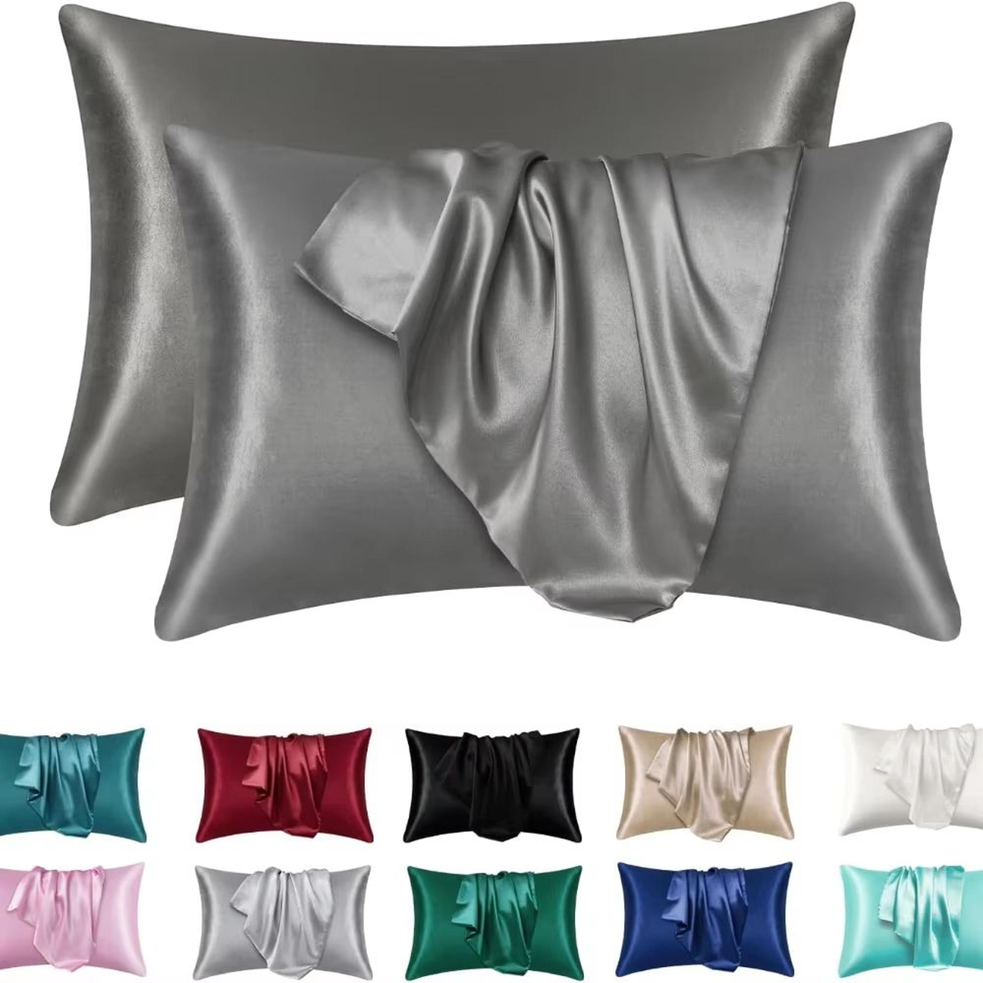 2Pack Satin Silk Pillowcases  Super Soft Standard Size Pillow Covers For Hair And Skin Care 12