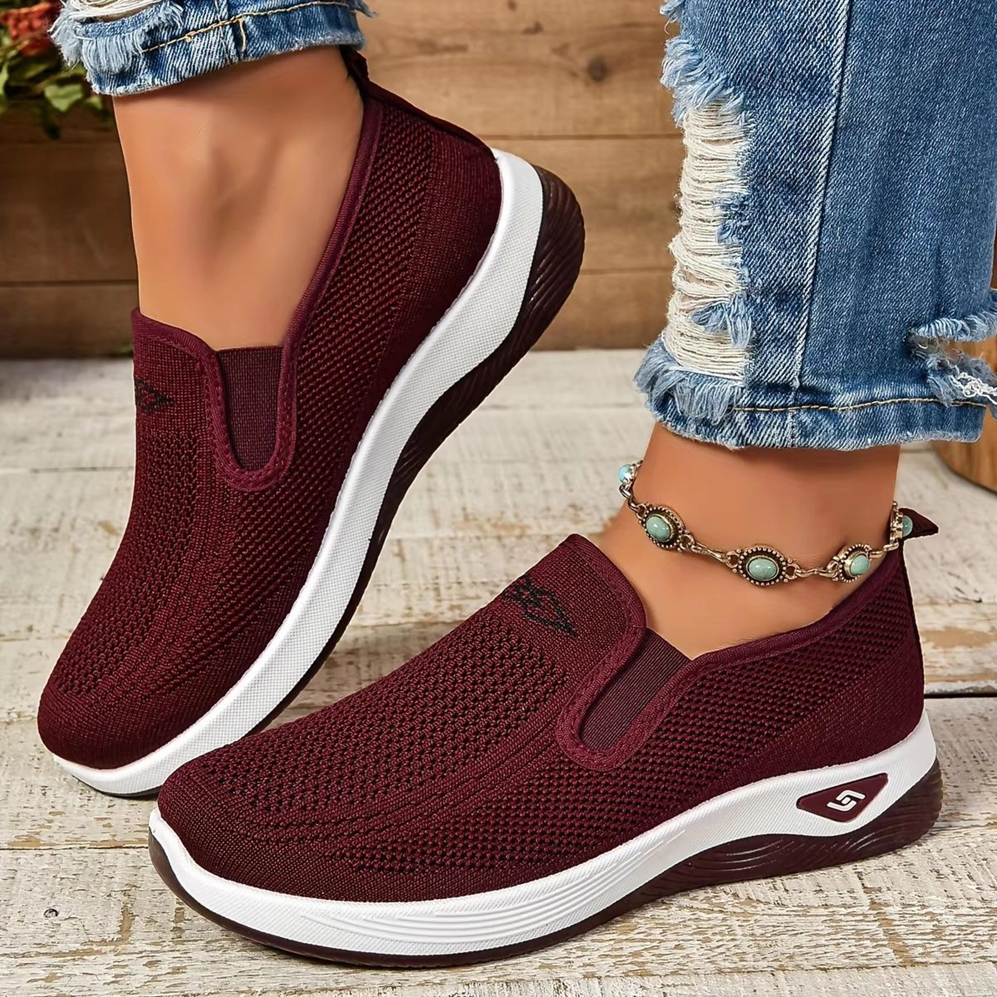 Elegant Comfort Womens Casual Sneakers  Soft Sole Solid Color Everyday Style 10