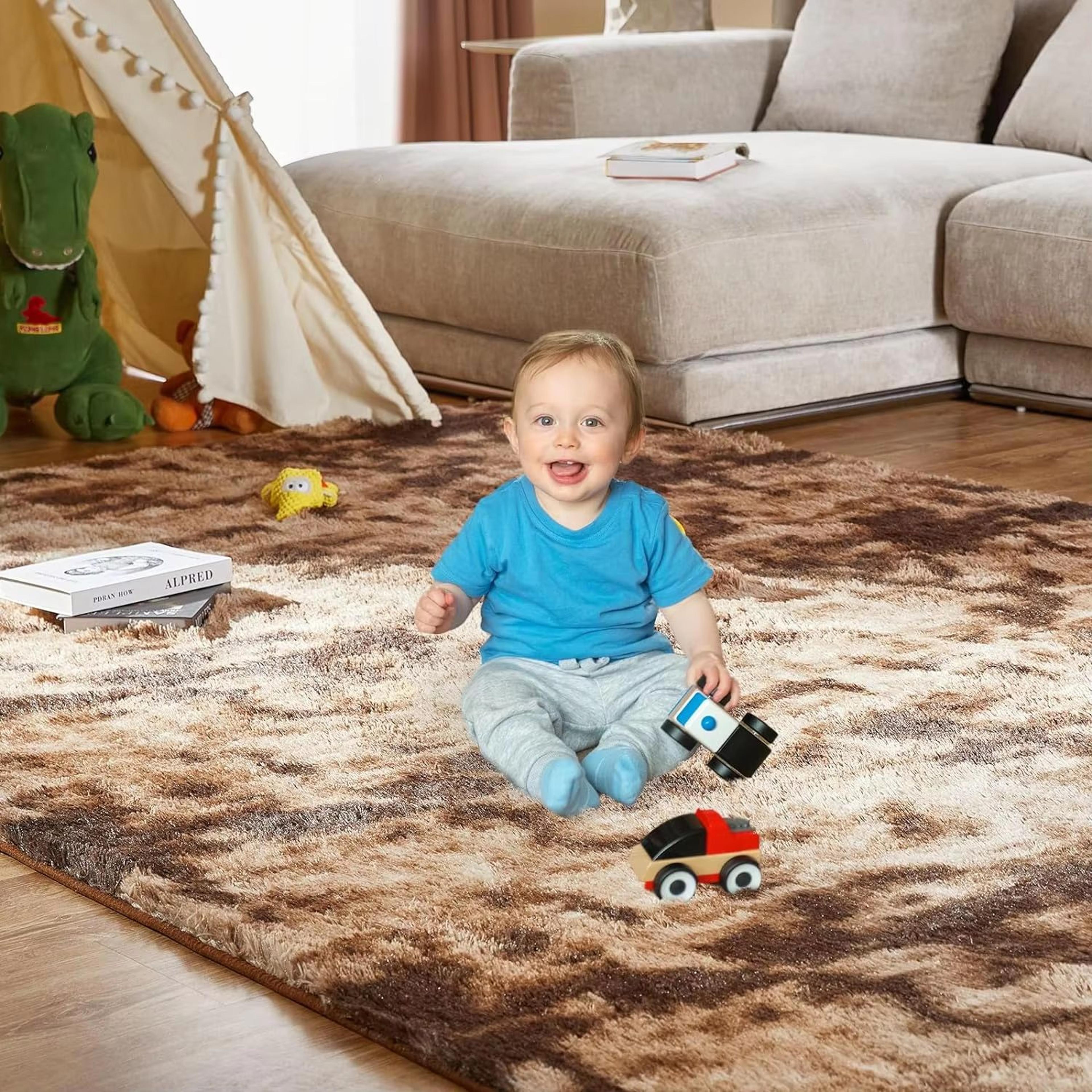 VIKAMA TieDye Plush Carpet  Soft Fluffy NonSlip Rug For Living Room Bedroom  Kids Spaces 13