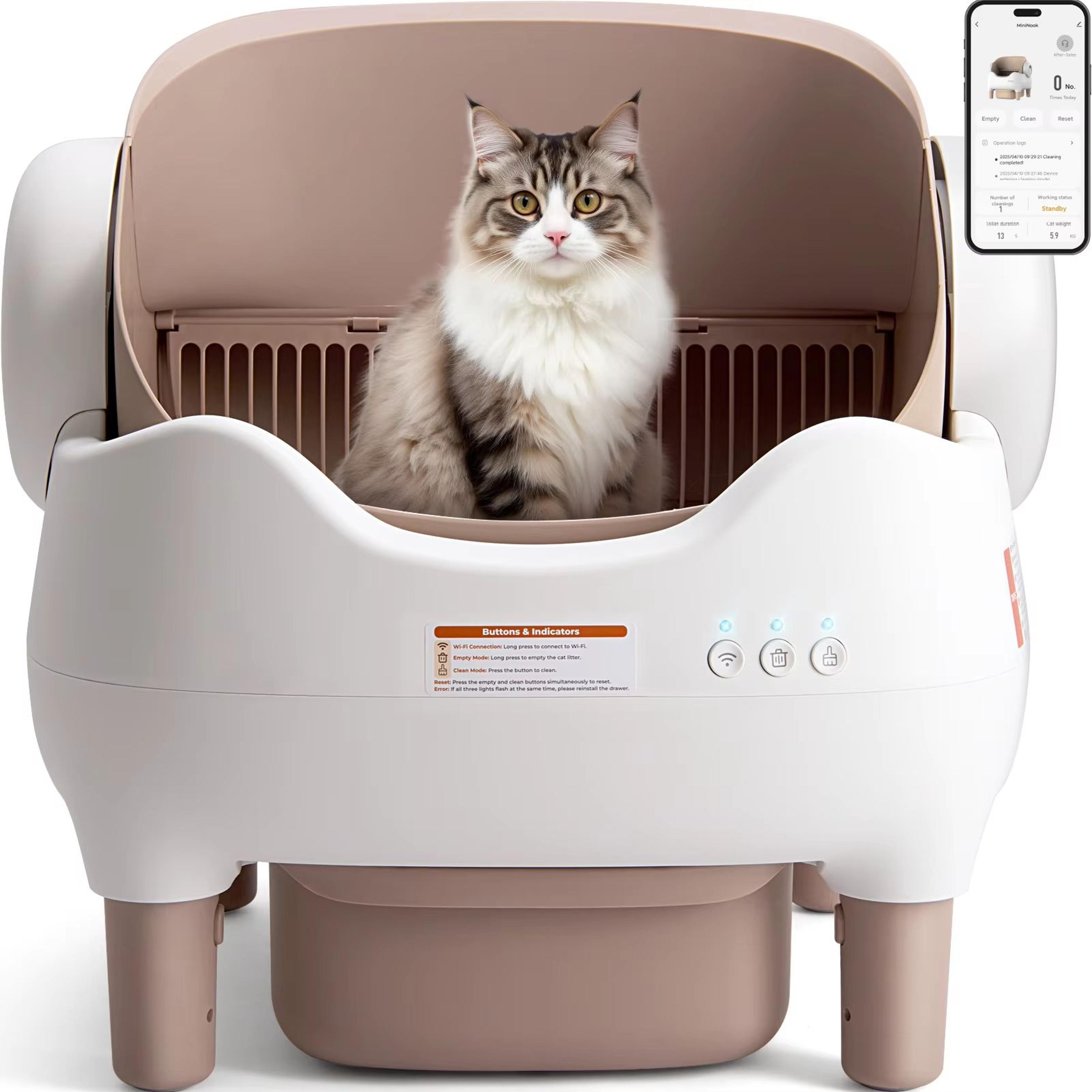 Smart SelfCleaning Litter Box  Automatic Cat Litter Box With APP Control  Large OdorFree Waste Bin 6