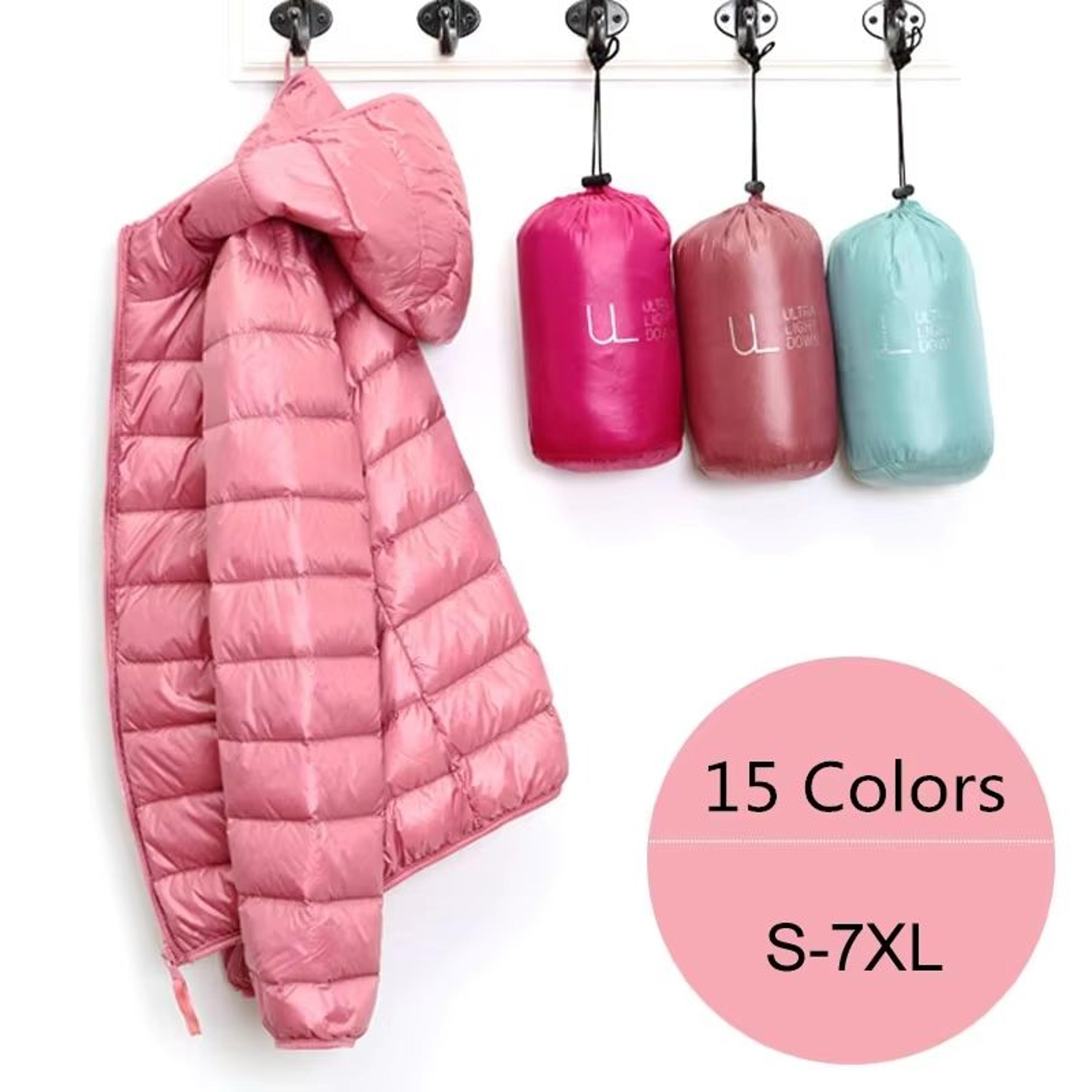 ultra-light women's puffer jacket – plus size 5xl–7xl, packable hooded down coat for spring & autumn