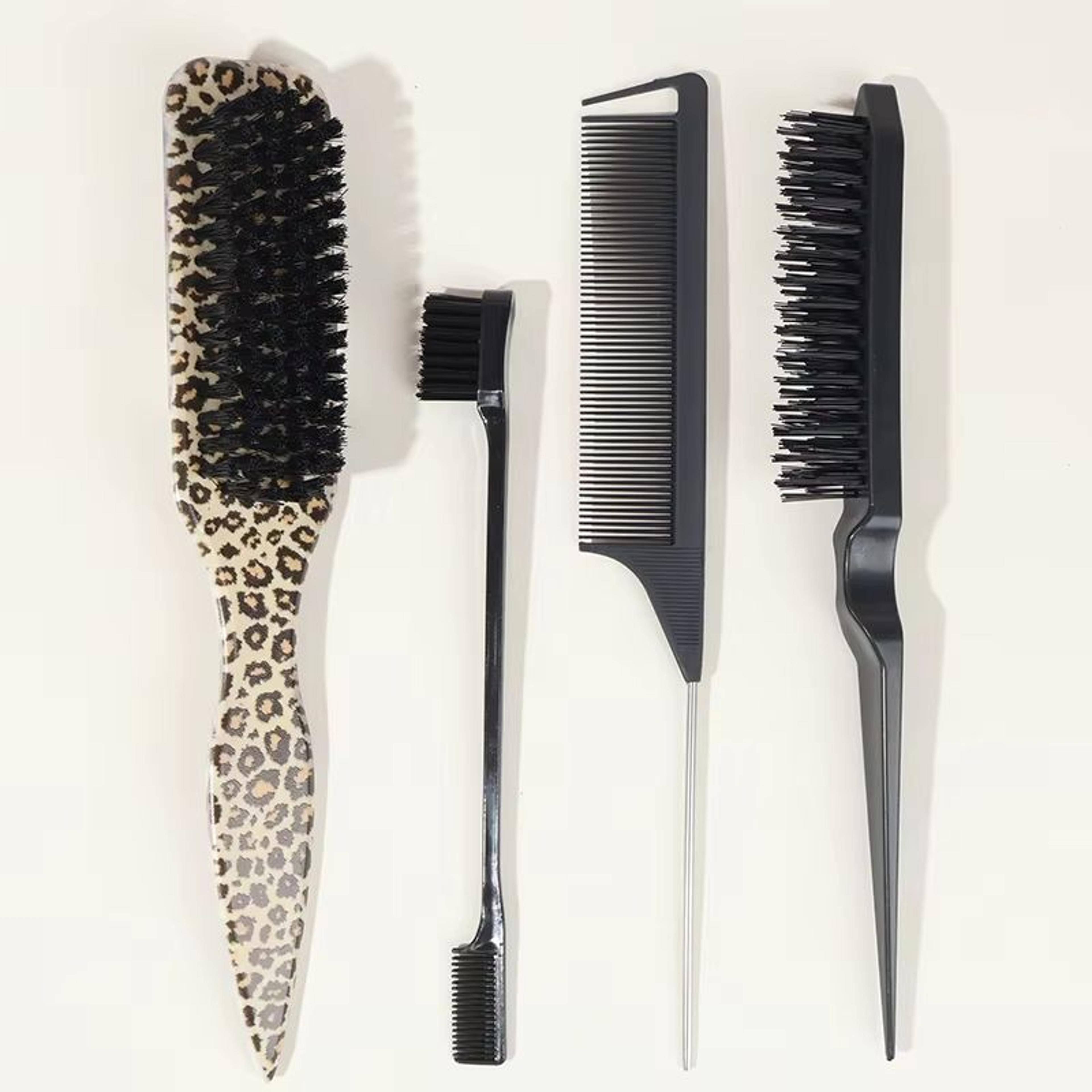 Boar Bristle Slick Back Hair Brush  Sleek Ponytail Bun  Flyaway Smoothing Tool For Edges And Baby H 1