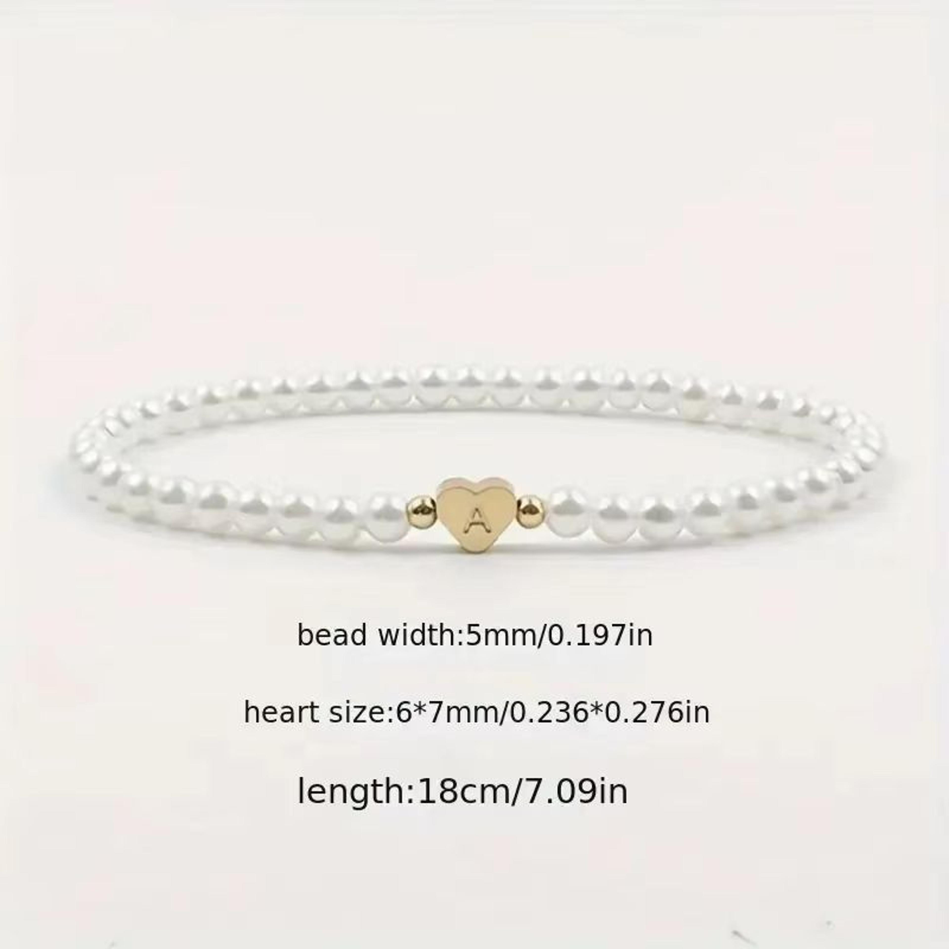 Personalized Initial Pearl Bracelet For Women  Elegant AZ Letter Charm Link Bracelet Jewelry Gift 1