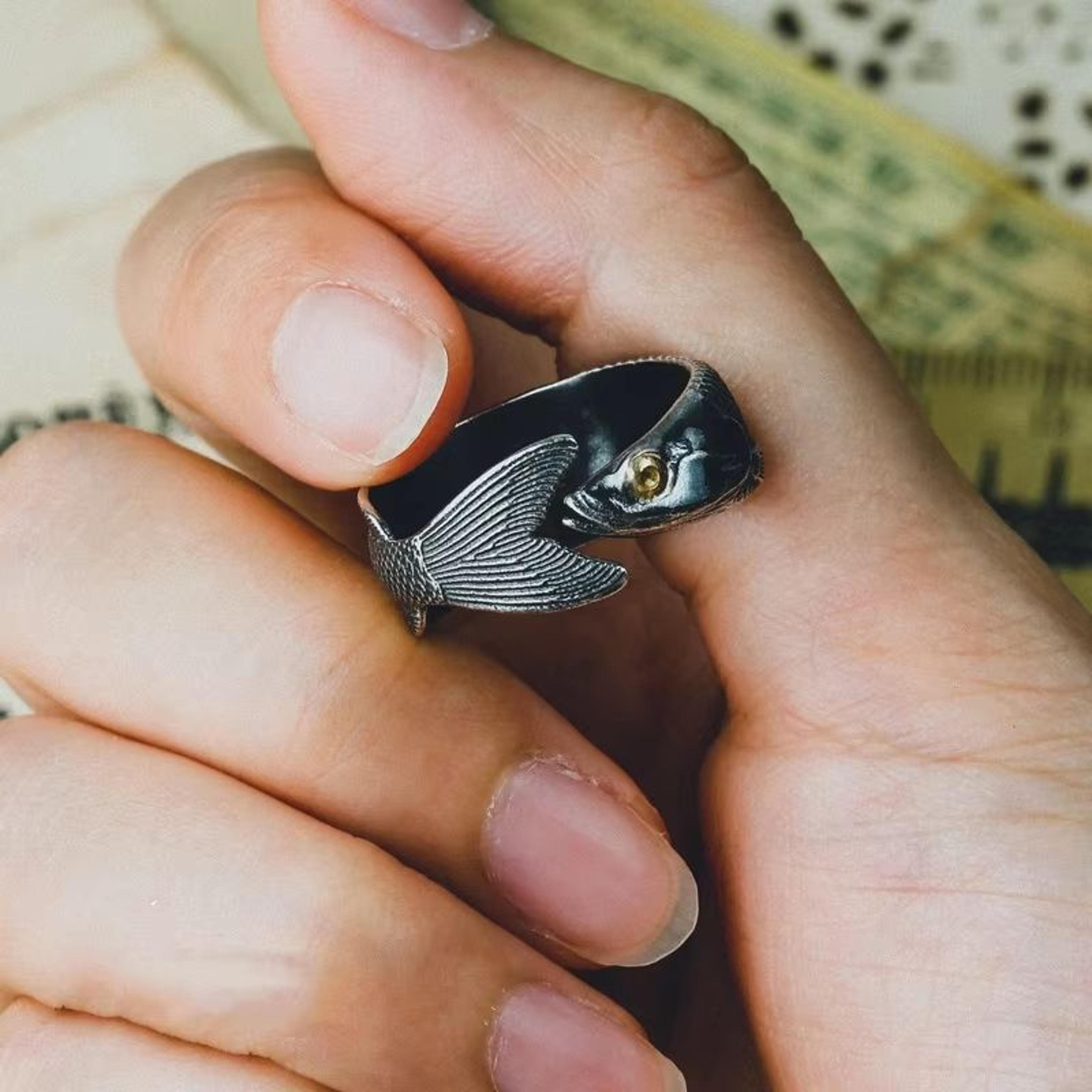 Buyee 925 Sterling Silver Fish Open Ring  Unique Animal Jewelry For Men  Women 5