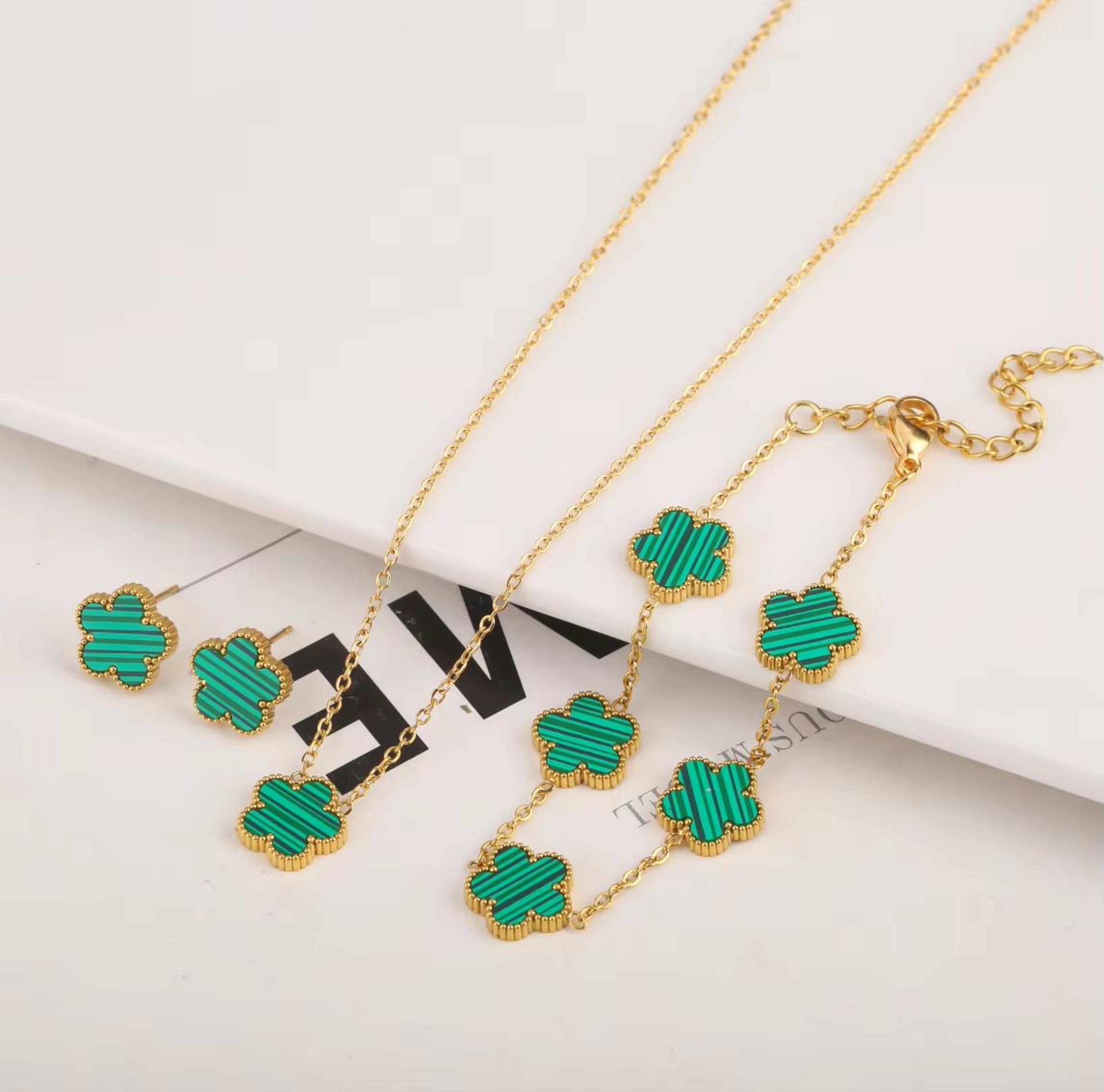 Luxury Gold Plated Clover Bracelet  Adjustable Stainless Steel 316L Flower Jewelry For Women 11