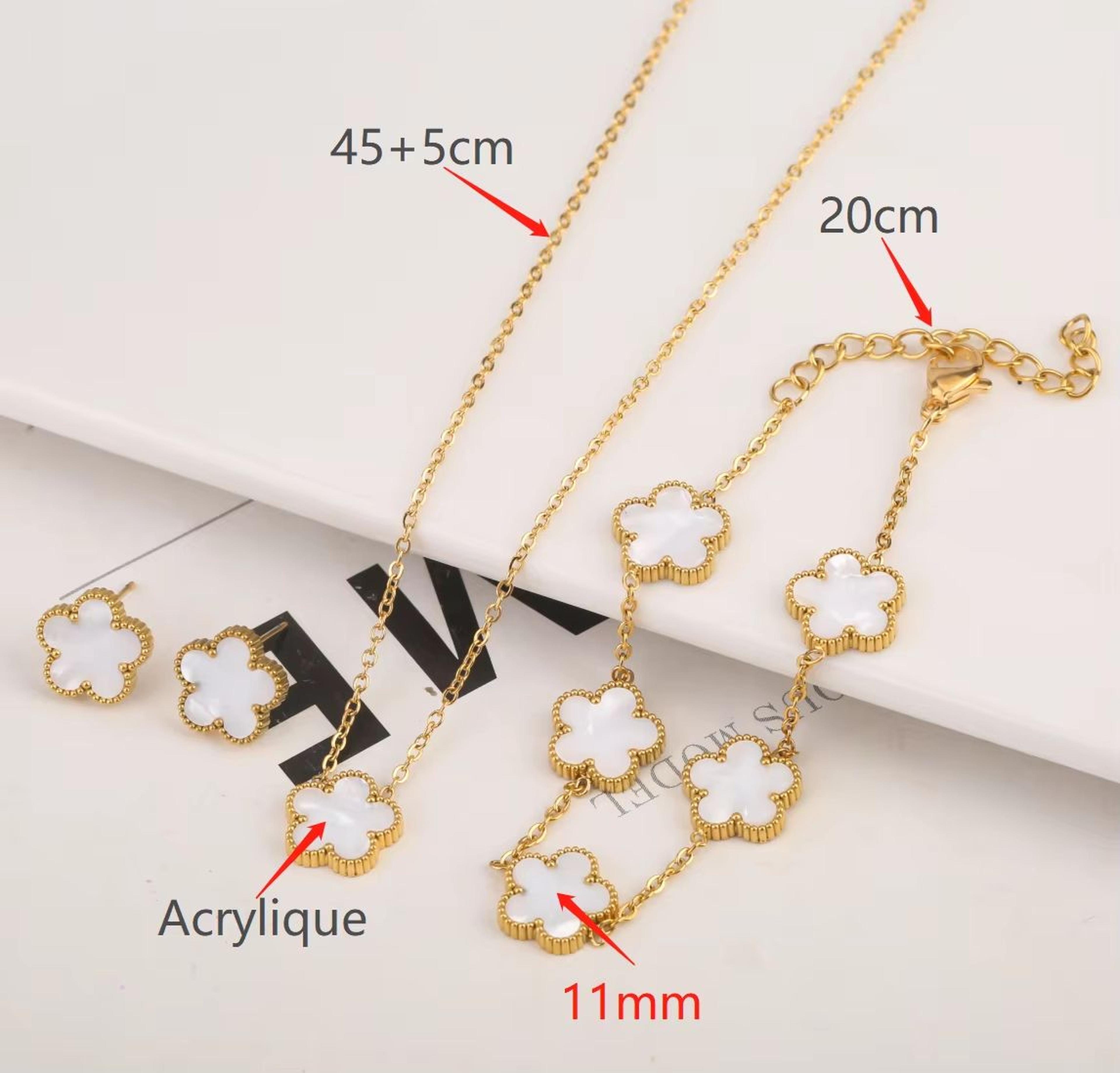 Luxury Gold Plated Clover Bracelet  Adjustable Stainless Steel 316L Flower Jewelry For Women 4