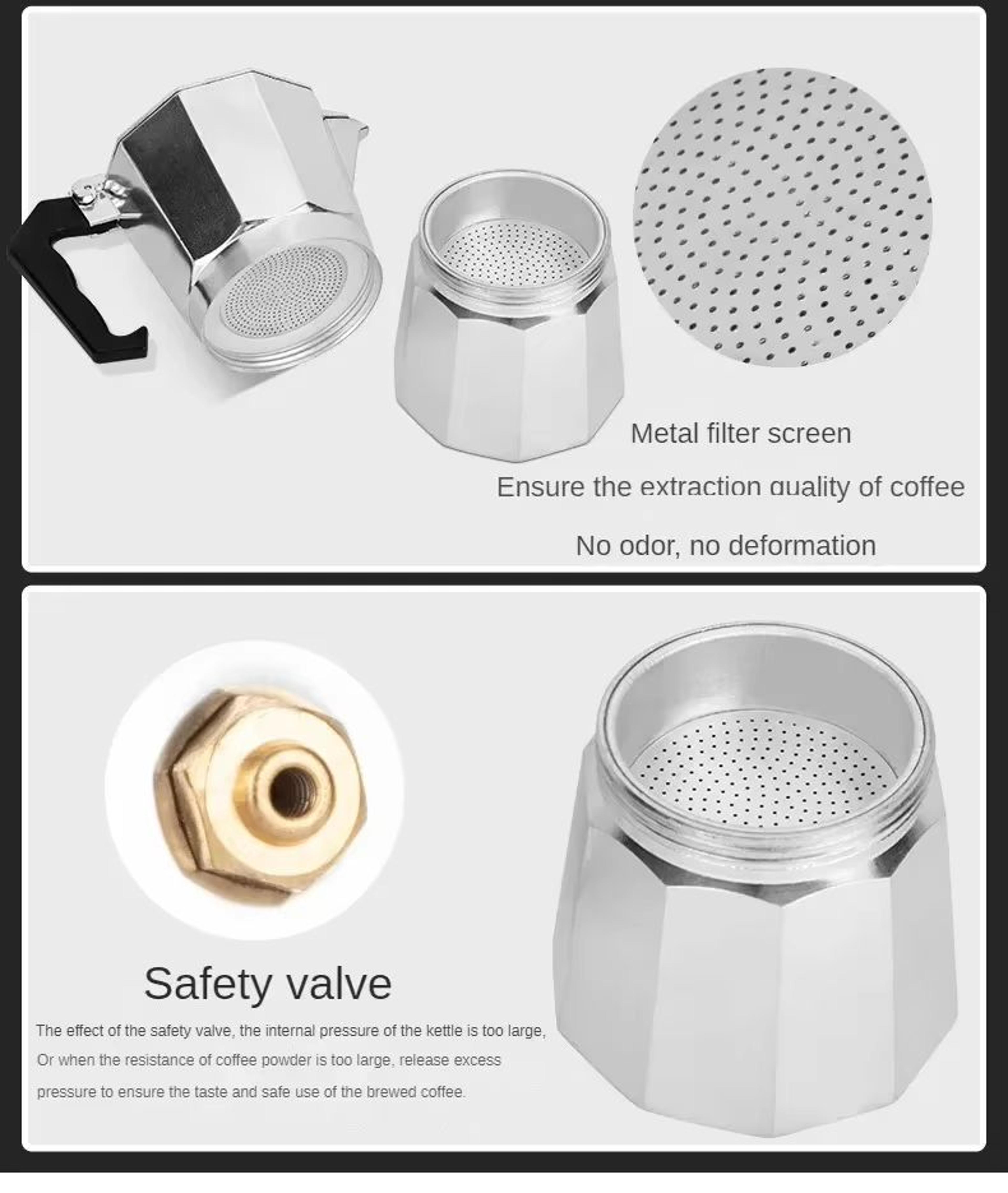 Mocha Coffee Pot  Italian Aluminum Octagonal Coffee  Tea Maker Portable Espresso Brewer 3