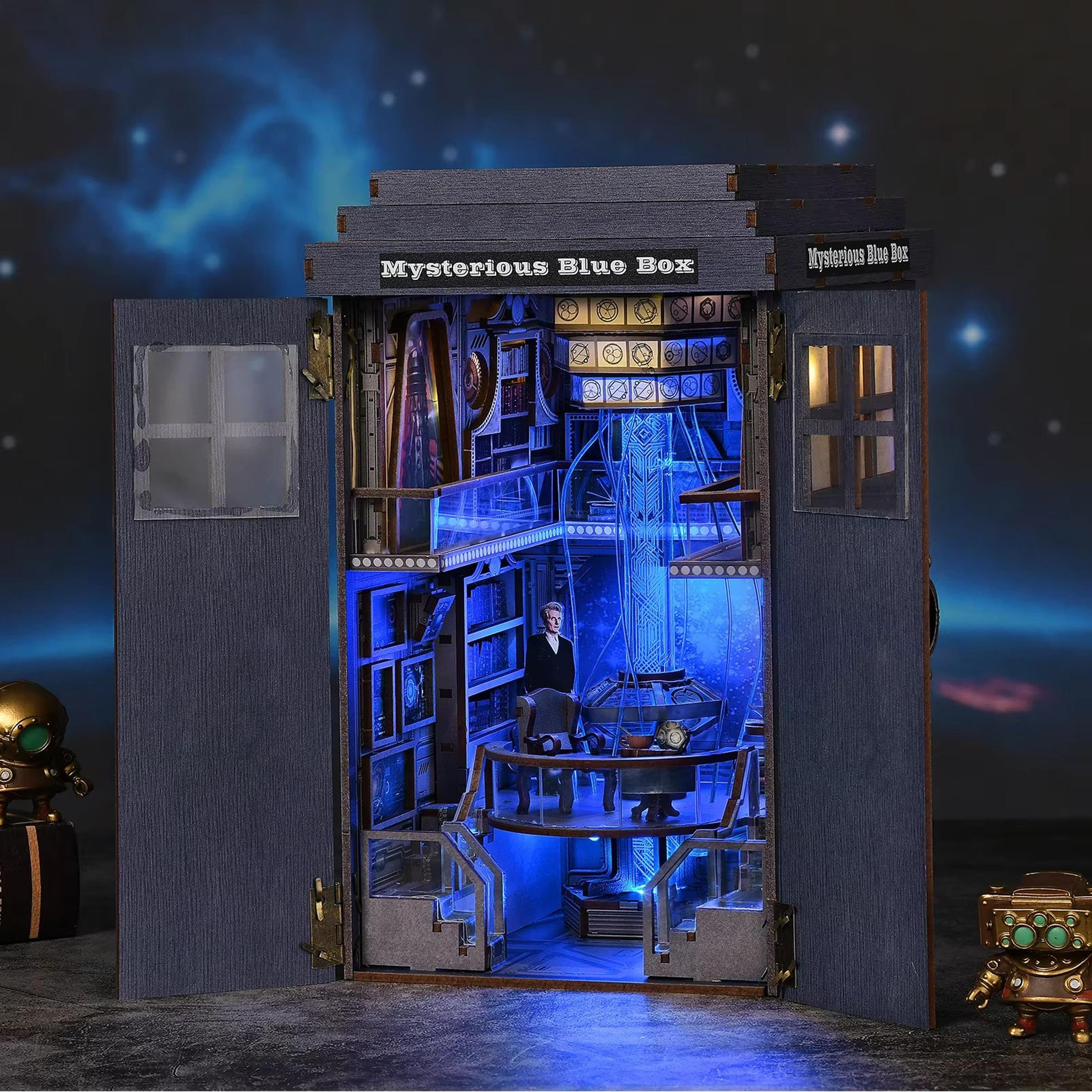Doctor Who TARDIS Book Nook Kit  3D DIY Wooden Puzzle Bookshelf Insert  Handmade Model Decoration 0