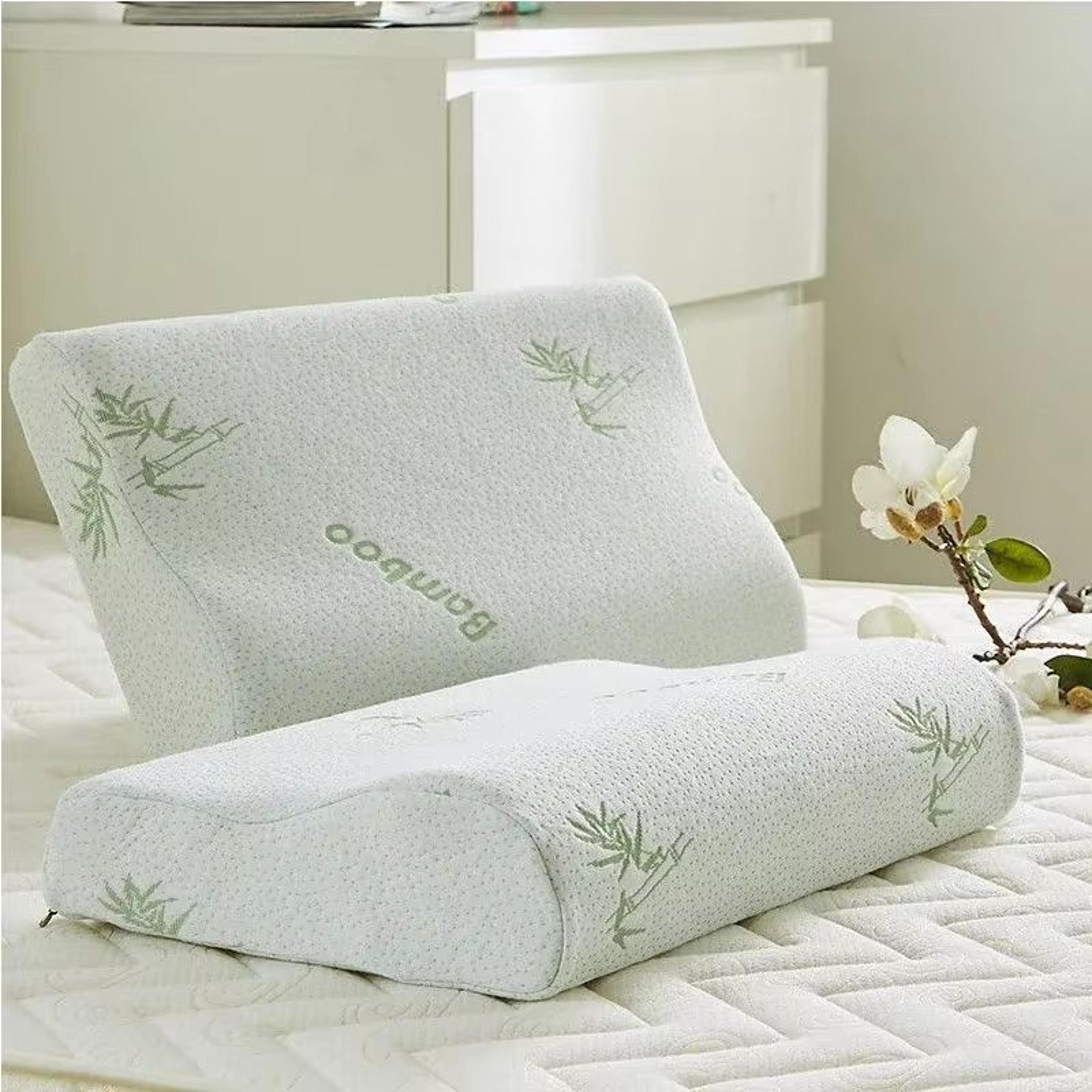 Bamboo Fiber Memory Foam Pillow  Orthopedic Neck Support  Pressure Relief 0