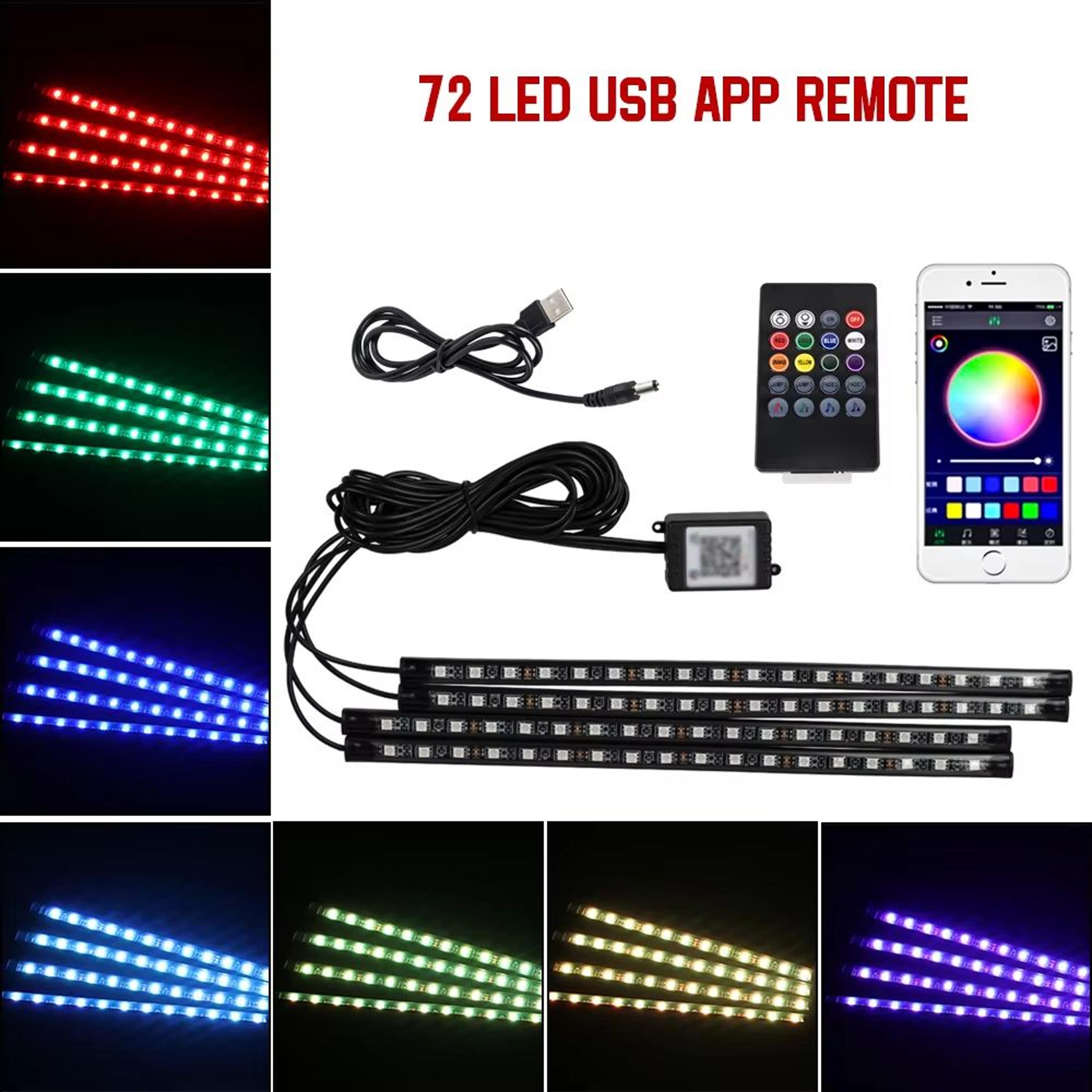 LED Car Interior Ambient Lights  RGB Footwell Lamp Kit With Remote  APP Music Control 21