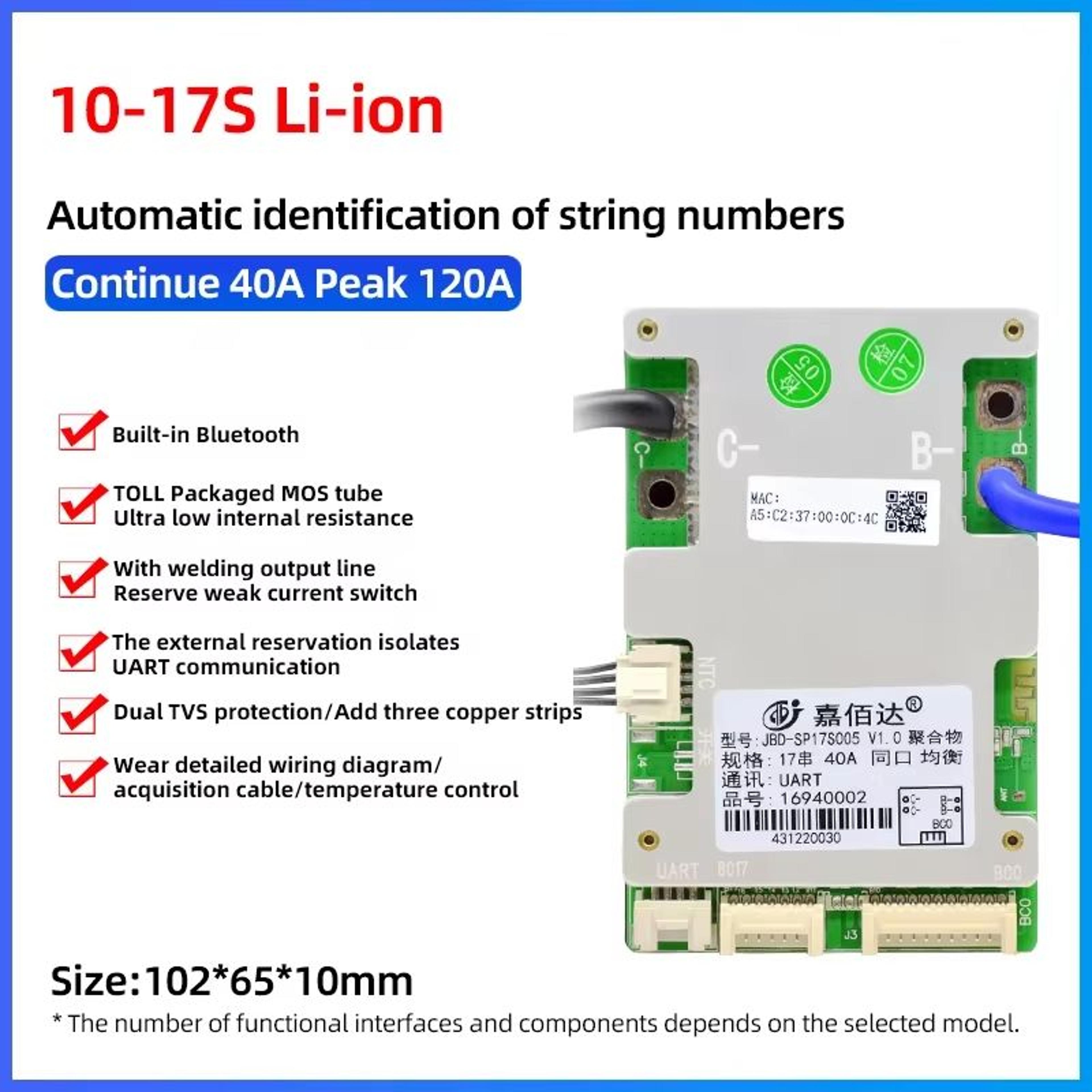 JBD Smart BMS With BuiltIn Bluetooth  Lithium Battery Protection Board 7S17S For 24V 36V 48V  60V L 13