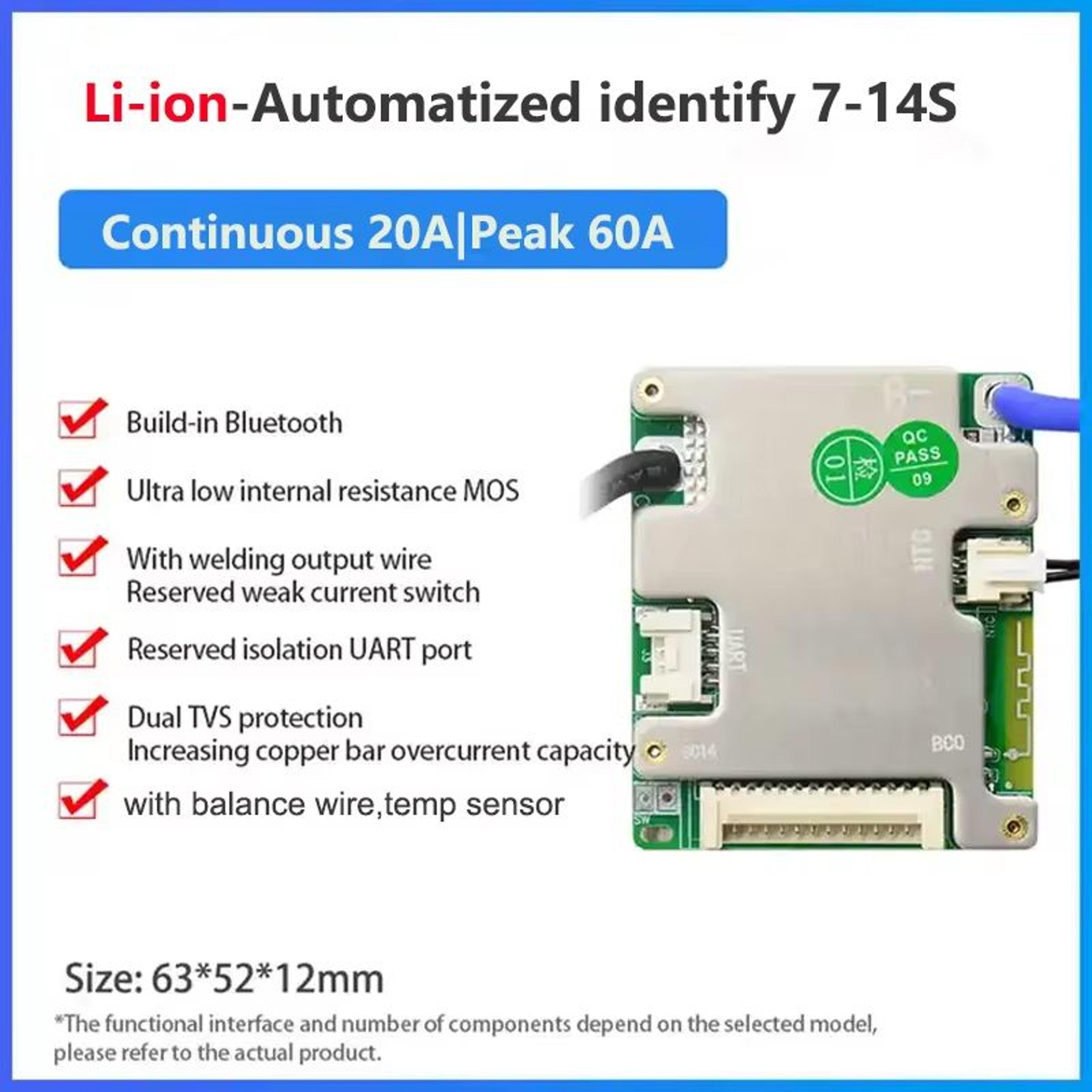 JBD Smart BMS With BuiltIn Bluetooth  Lithium Battery Protection Board 7S17S For 24V 36V 48V  60V L 6
