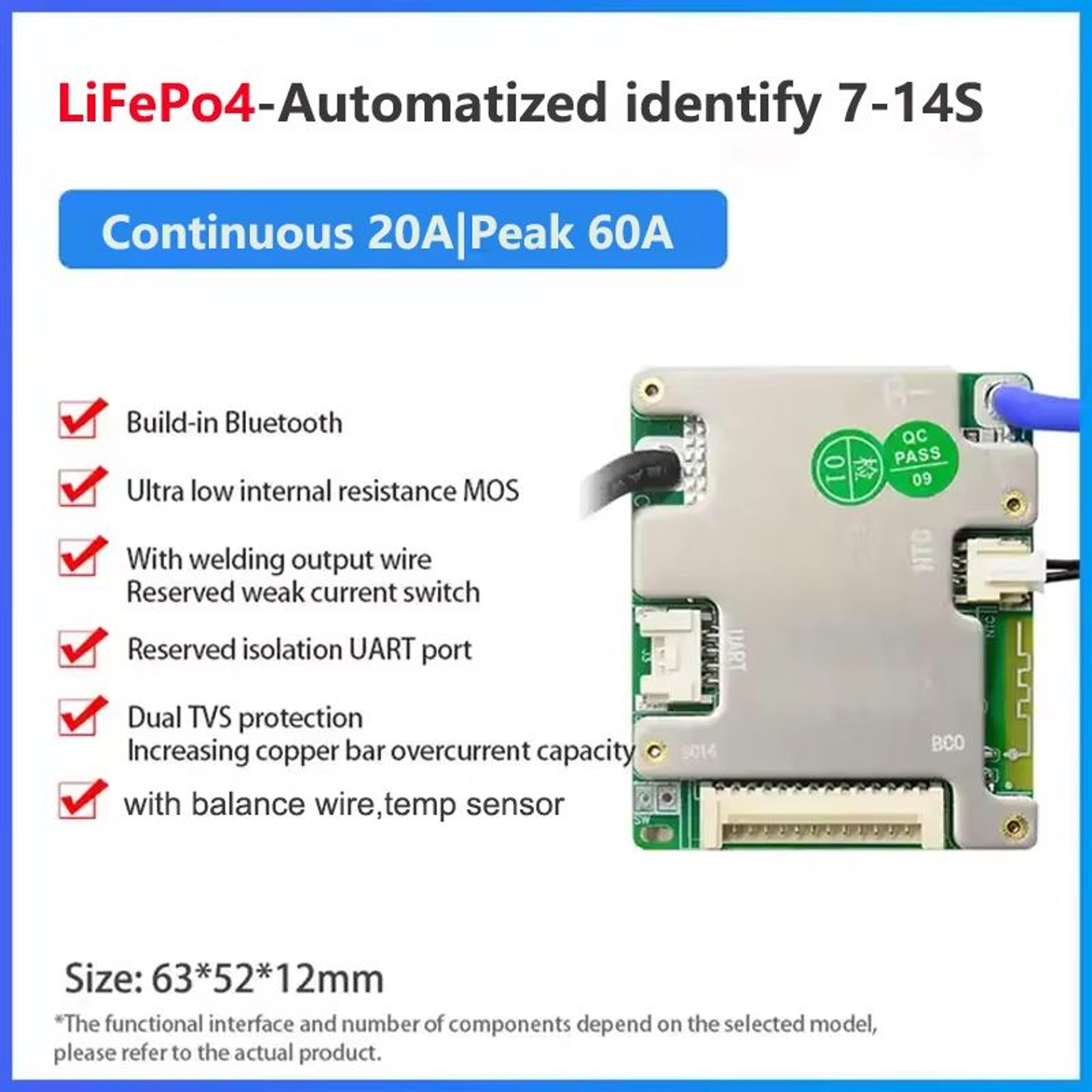 JBD Smart BMS With BuiltIn Bluetooth  Lithium Battery Protection Board 7S17S For 24V 36V 48V  60V L 8