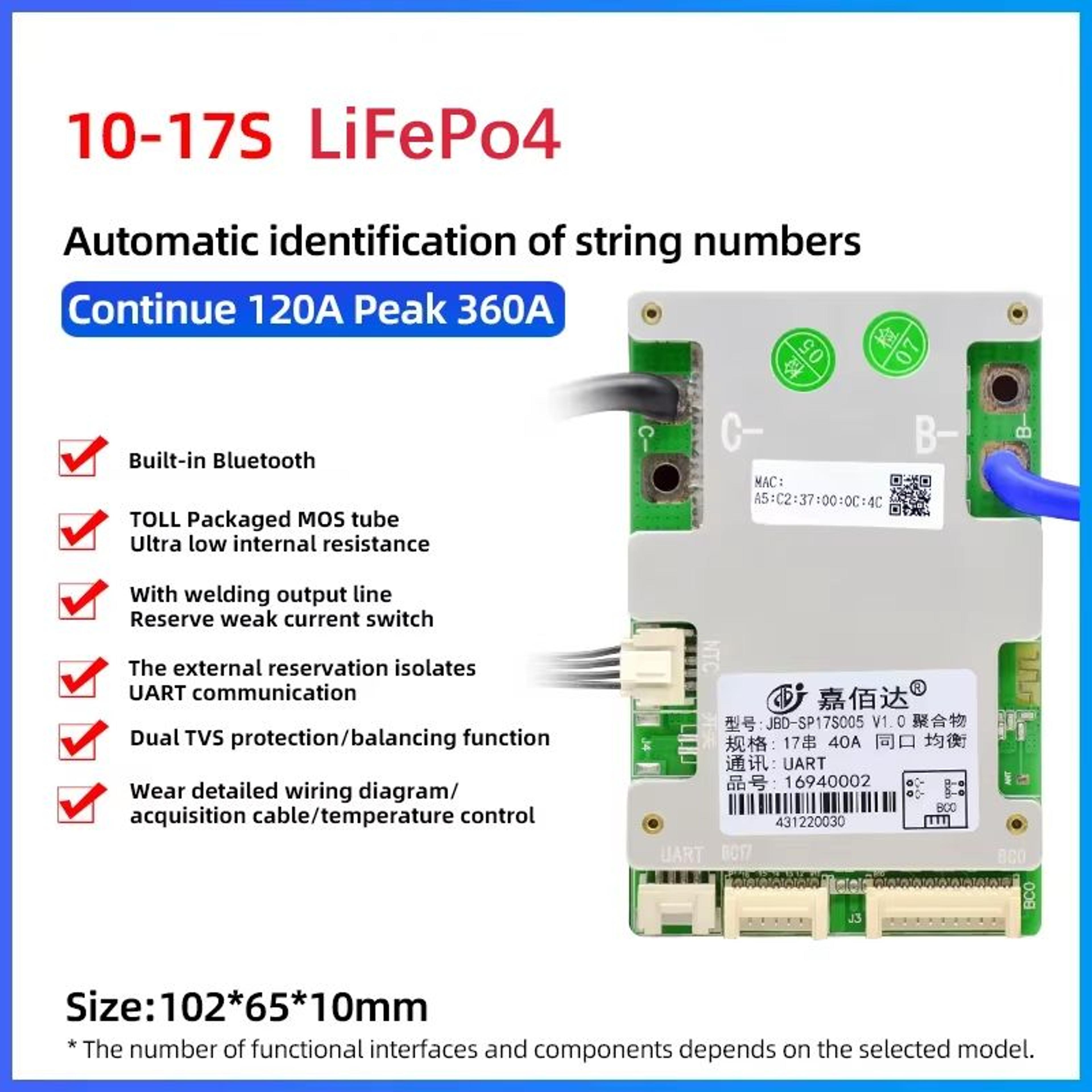 JBD Smart BMS With BuiltIn Bluetooth  Lithium Battery Protection Board 7S17S For 24V 36V 48V  60V L 22